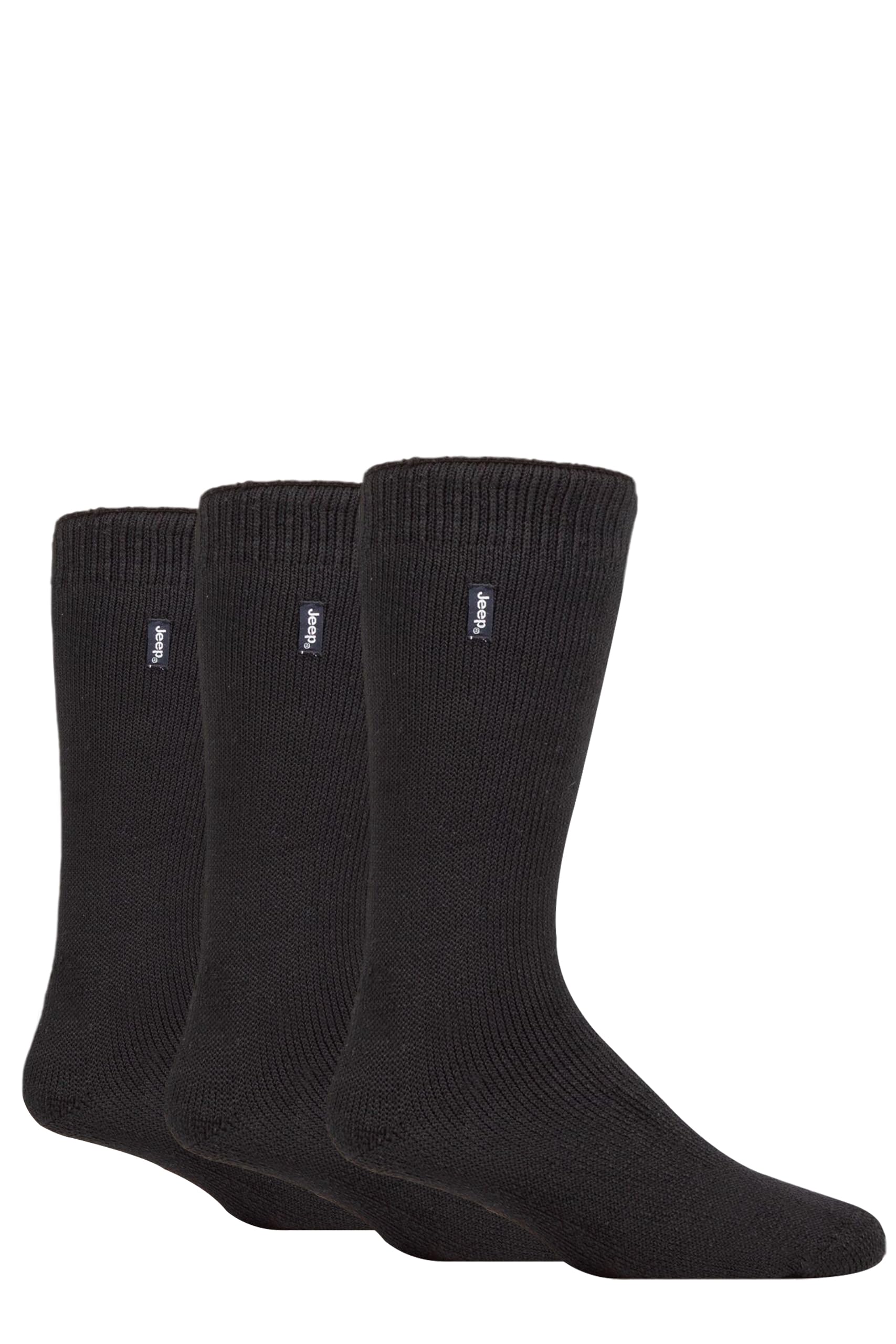 Jeep Men's Black Thermal Boot Socks - 'Renegade' 2.3 Tog Warm, Cushioned, Chunky For Outdoor Walking In Winter Size 6-11 3 Pair Multipack