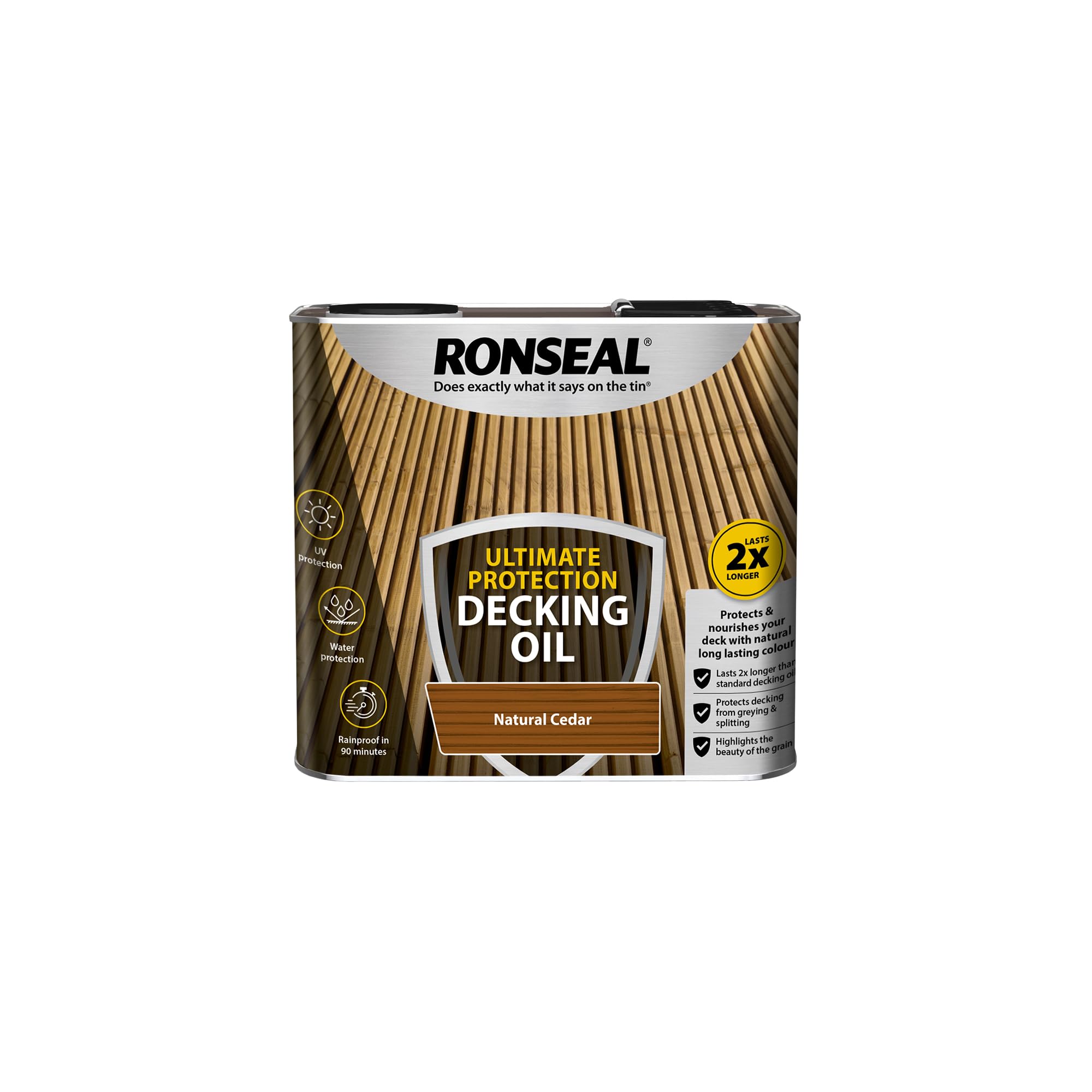 Ronseal Grey/Grain 36934 Ultimate Protection Decking Oil Natural Cedar 2.5 Litre