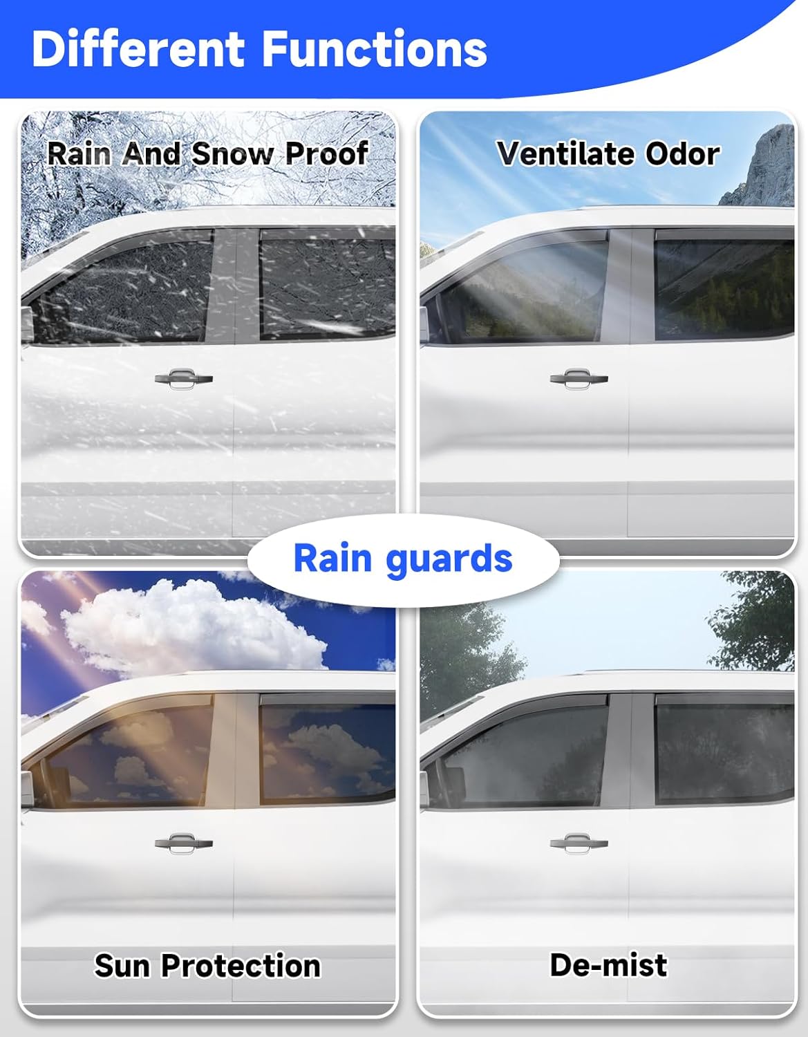 in-Channel Window Rain Guards Fit for Chevy Silverado/GMC Sierra 1500 2019-2026 Crew Cab, Extra Durable Window Visors Vent Visors Window Deflector Vent Shades Car Accessories -4 pcs