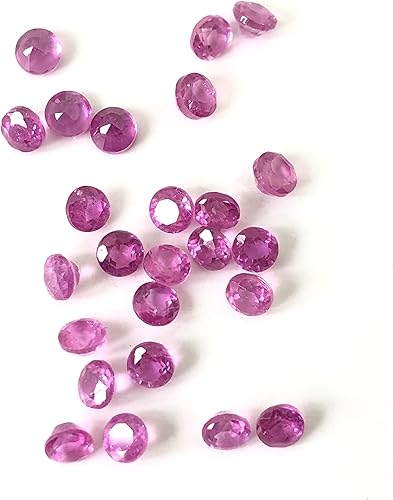 Miniatura 3 de TGSC Zafiro rosa brillante de forma redonda facetada suelta tamaños 0.157 in, 0.197 in, 0.236 in, 0.276 in, 0.315 in, 0.354 in, 0.394 in, 0.433 in y