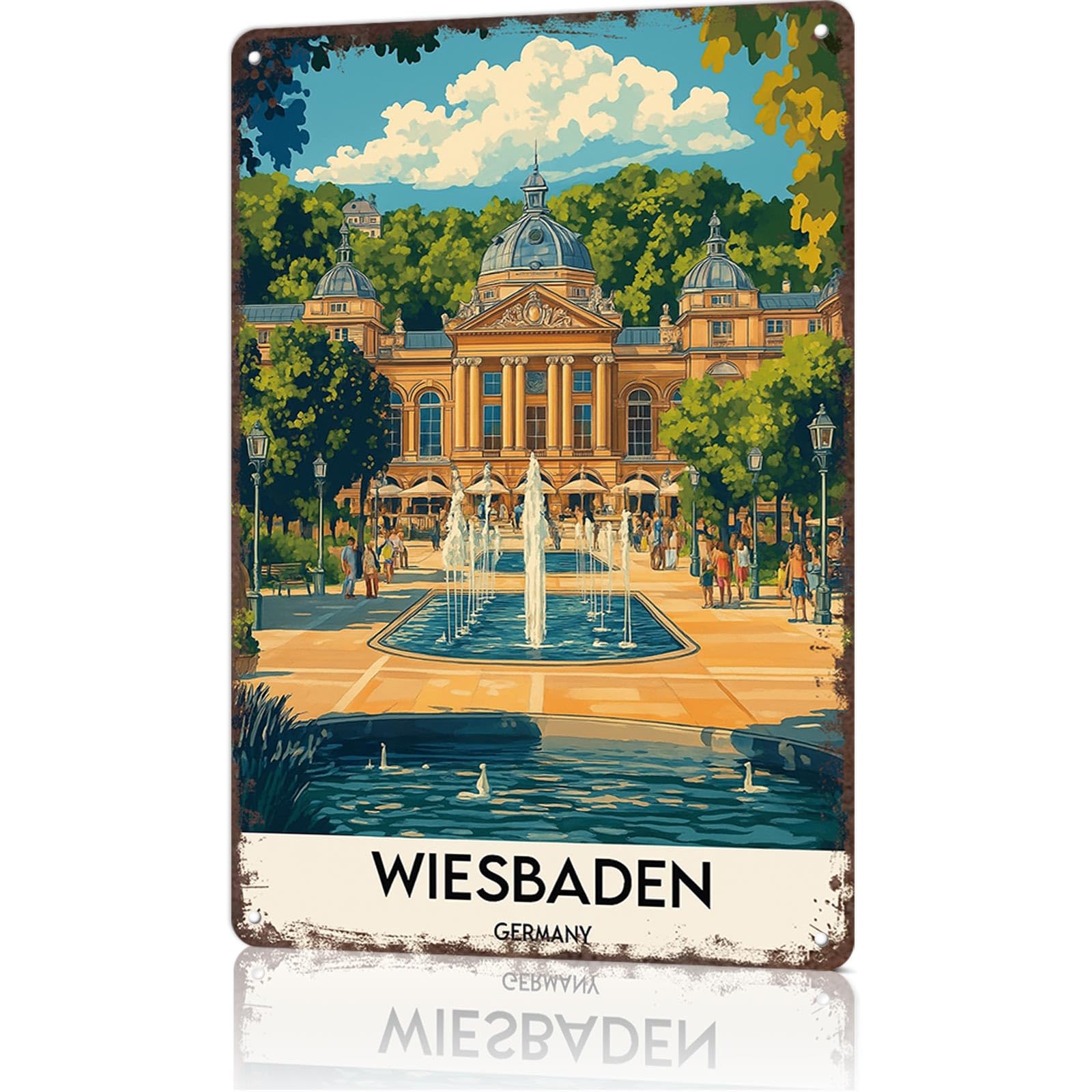 KWQDOZF Funny Metal Signs Poster Wiesbadenany Vintage Metal Tin Sign Vintage Wall Art for Office Dorm bedroom Bar Garage Decor 8X12inch