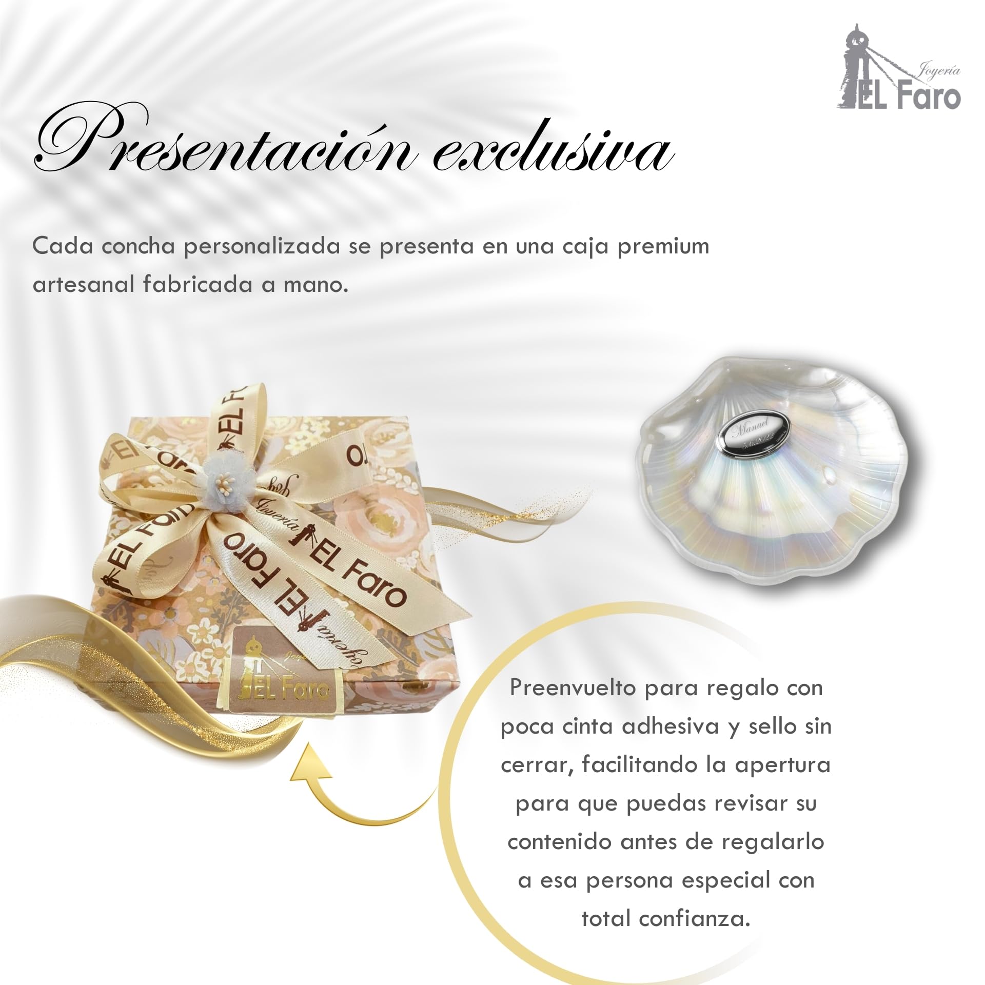 JOYERÍA EL FARO | Concha bautismal | Concha bautismal grabada | Grabado personalizado | Presentación en estuche premium | Un regalo para toda la vida — view 6