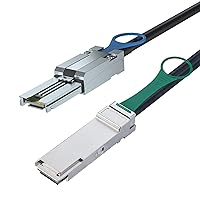 Vista 1 de ipolex QSFP (SFF-8436) a MiniSAS SFF-8088 DDR Hybrid SAS Cable para Netapp, Pasivo, Hasta 10 Gbps, 100 Ohm, 3.3 ft