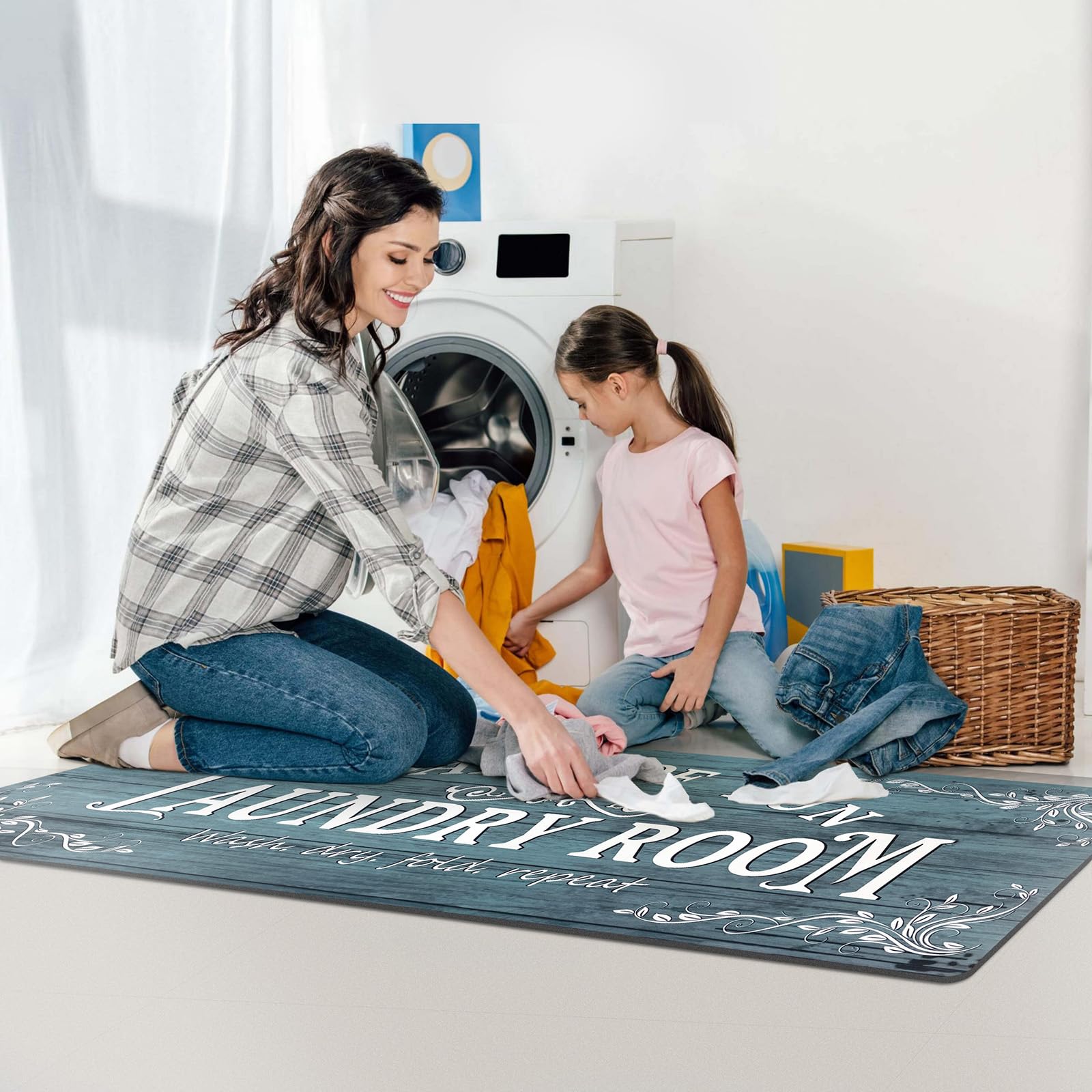 Lansny Tapis de couloir à linge, antidérapant, imperméable, lavable, pour décoration de buanderie de style rustique, cuisine, salle de bain, vestibule, 50,8 x 80 cm, noir Lansny Tapis de couloir à linge, antidérapant, imperméable, lavable, pour décoration de buanderie de style rustique, cuisine, salle de bain, vestibule, 50,8 x 80 cm, noir