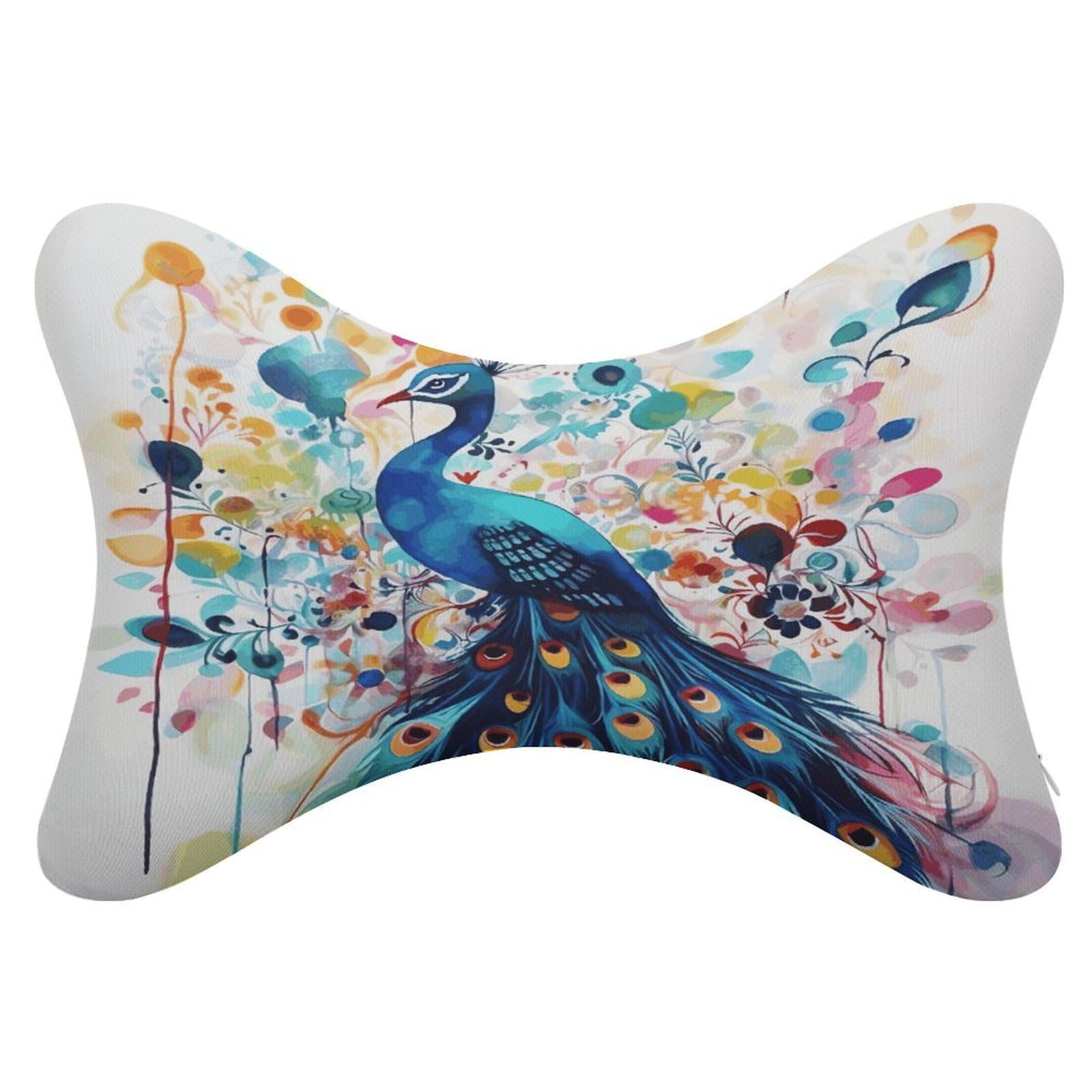 FekiLoot Color Peacock Car Headrest Set of 2,Softness Memory Foam Car Neck Pillow with Breathable Removable Cover Car Neck Support Pillow Ergonomic for Driving, Office