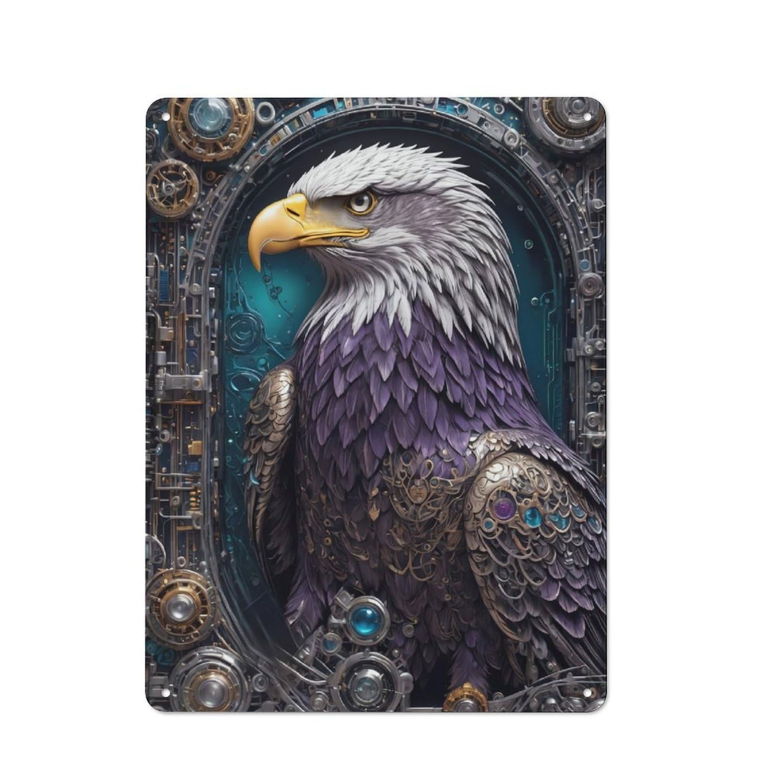 Junmoney Steampunk Eagle Portrait Cottage Style Country Metal Sign 40X30cm, Farmhouse Wall Decor For Farmhouse Kitchen, Pantry Or Dining Area