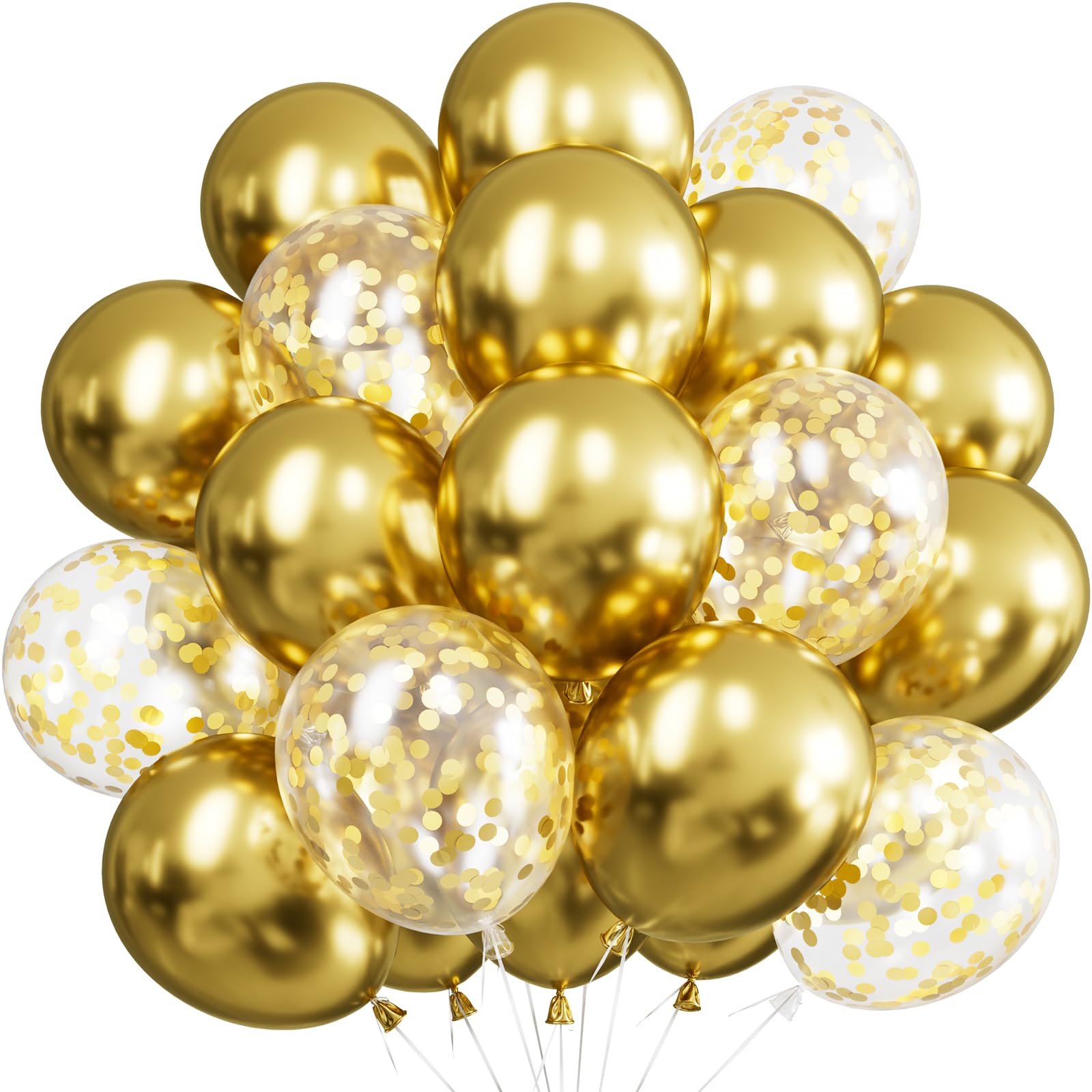 Adeyoo Gold Balloons - 12 Inch Metallic Gold & Confetti Balloons for Party