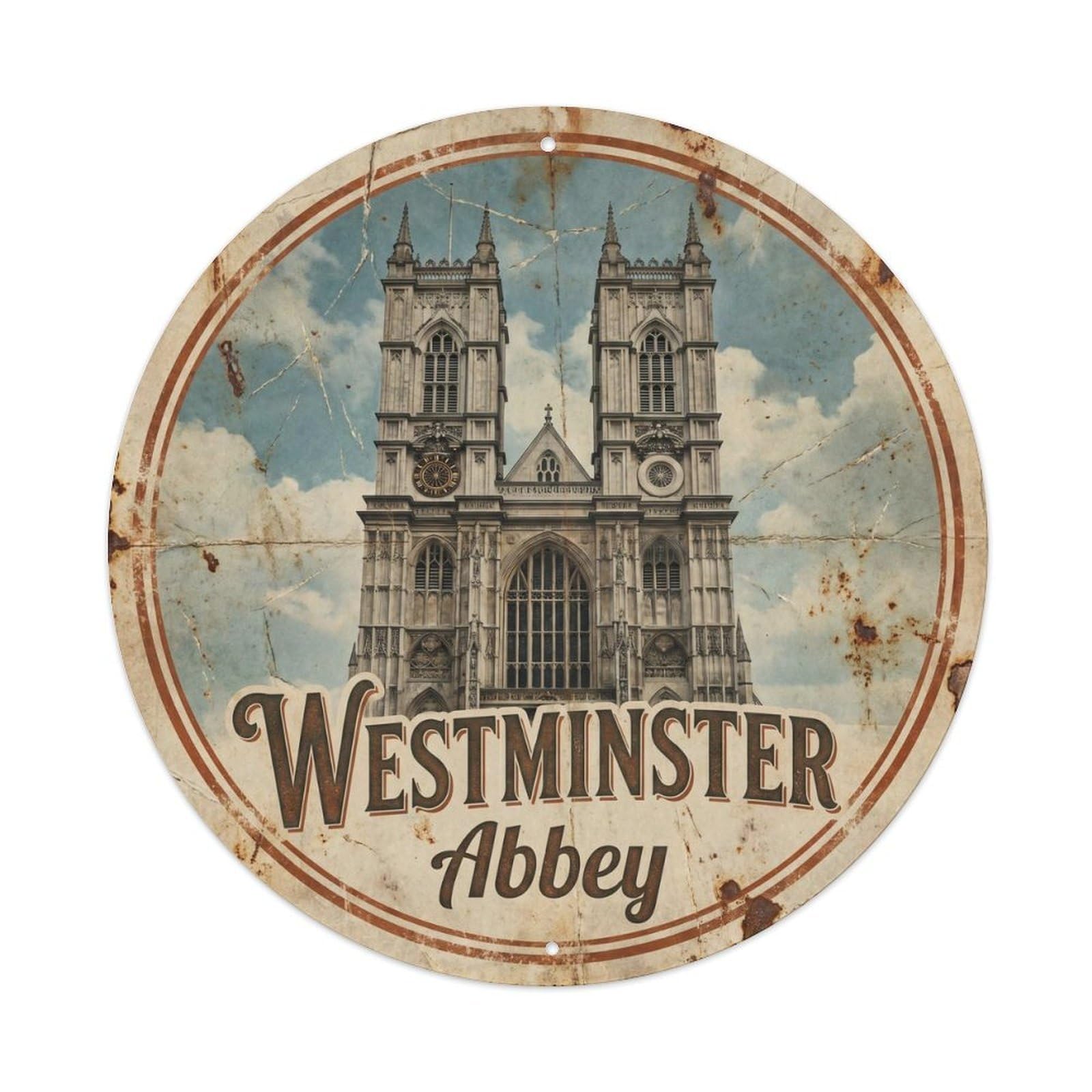 Vintage Travel Westminster Abbey London Metal Tin Sign Plaque