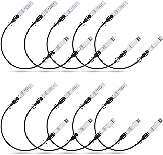 10G SFP+ Twinax Cable, Direct Attach Copper(DAC) Passive Cable, 0.3m (0.98ft), for Cisco SFP-H10GB-CU0.3M, Meraki, Ubiquiti, Mikrotik, Intel, Fortinet, Netgear, D-Link, Supermicro, TP-Link, 10 Pack