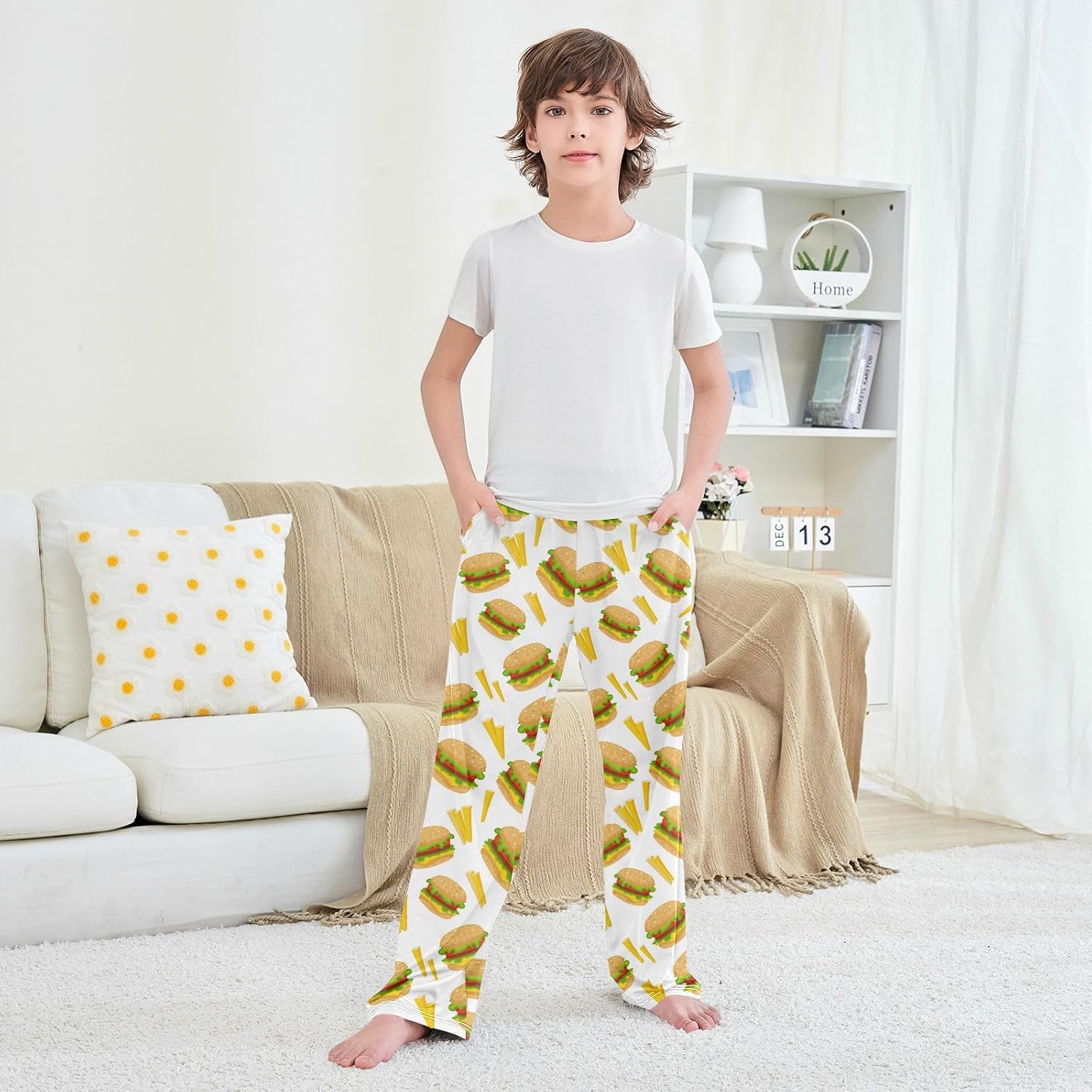 Eionryn Burgers and French Fries Pajama Pants Pajama Bottoms Soft Sleep Pjs Lounge Pants S