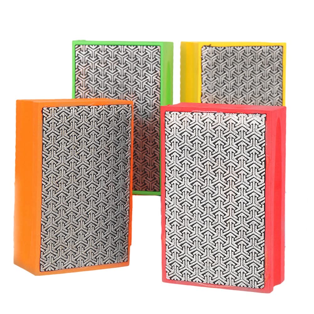 Tampon Diamant Pour Meulage 4Pcs Éponges De Ponçage, Blocs De Ponçage, Tampons De Polissage à La Main En Diamant à Main Pour Carreaux, Céramique, Verre, Pierre, Granit, Marbre (60# 100# 200# 400