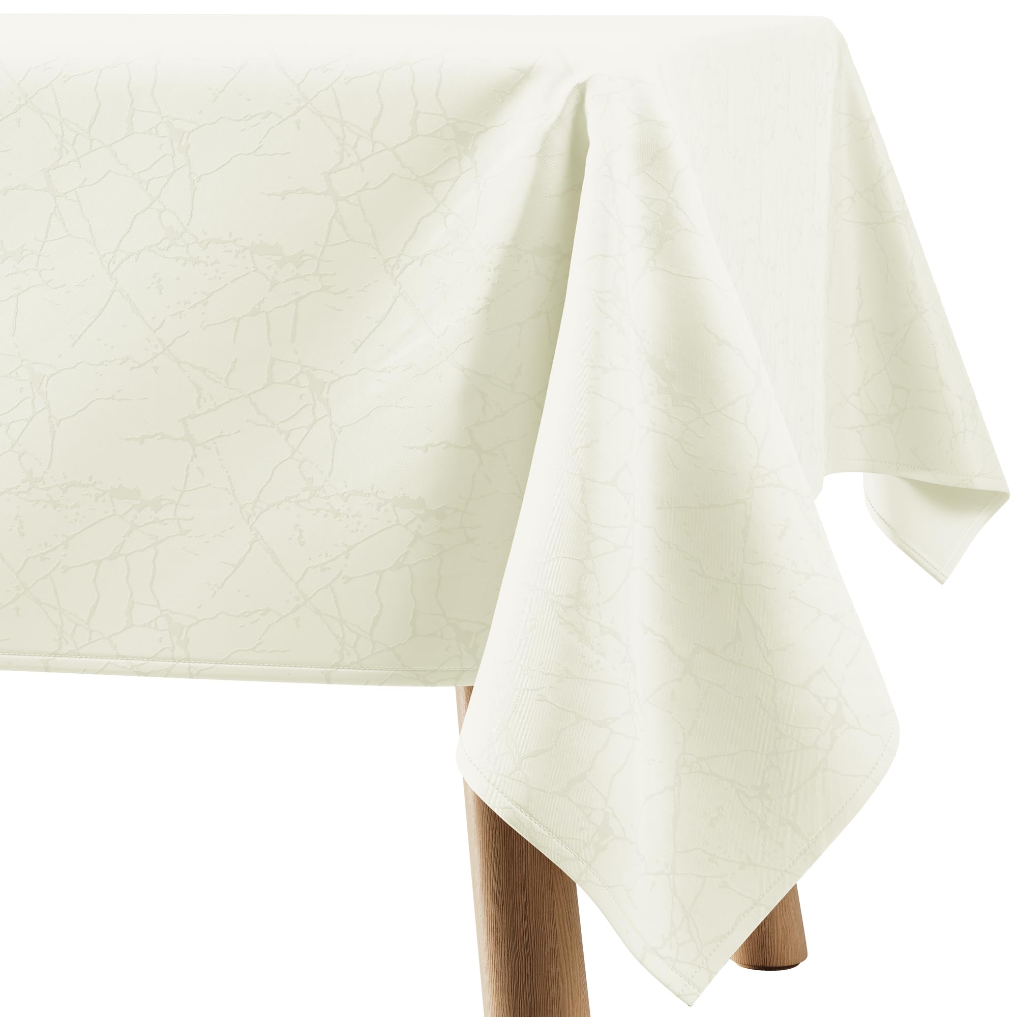 Filumi Tablecloth 140x260 cm (55x102in) CREAM Water Resistant Indoor Outdoor Marble pattern Manil
