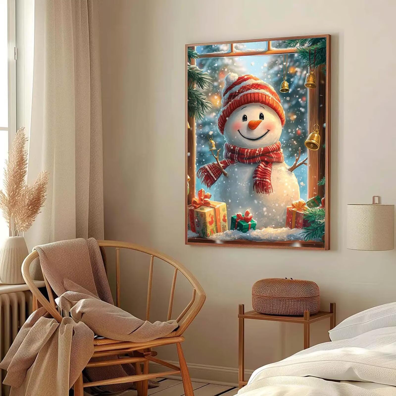 hiver Peinture Numero Adulte, Avec Pinceau and Acrylique - 80x100cm j0-73 | Peinture par Numero Bonhomme de neige-5, Activité Manuelle Adulte Débutants, Decoration Murale, Cadeau Femme, Sans Cadre