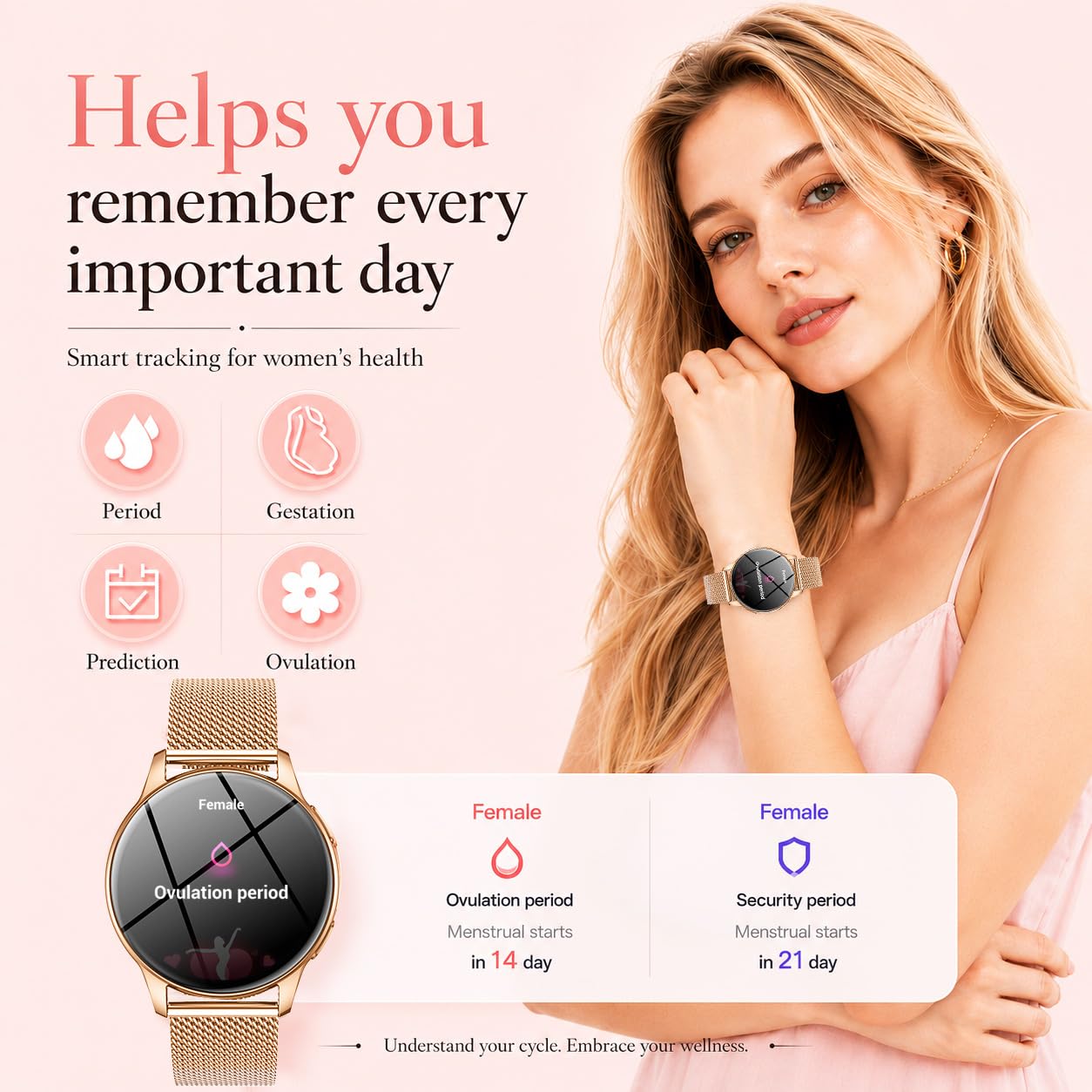 Orologio Smartwatch Donna con Chiamate Bluetooth: 1.32" AMOLED Smart Watch da Cardiofrequenzimetro Pressione Sanguigna Sonno Sport Contapassi Impermeabile IP68 Fitness Watches per Android e IOS
