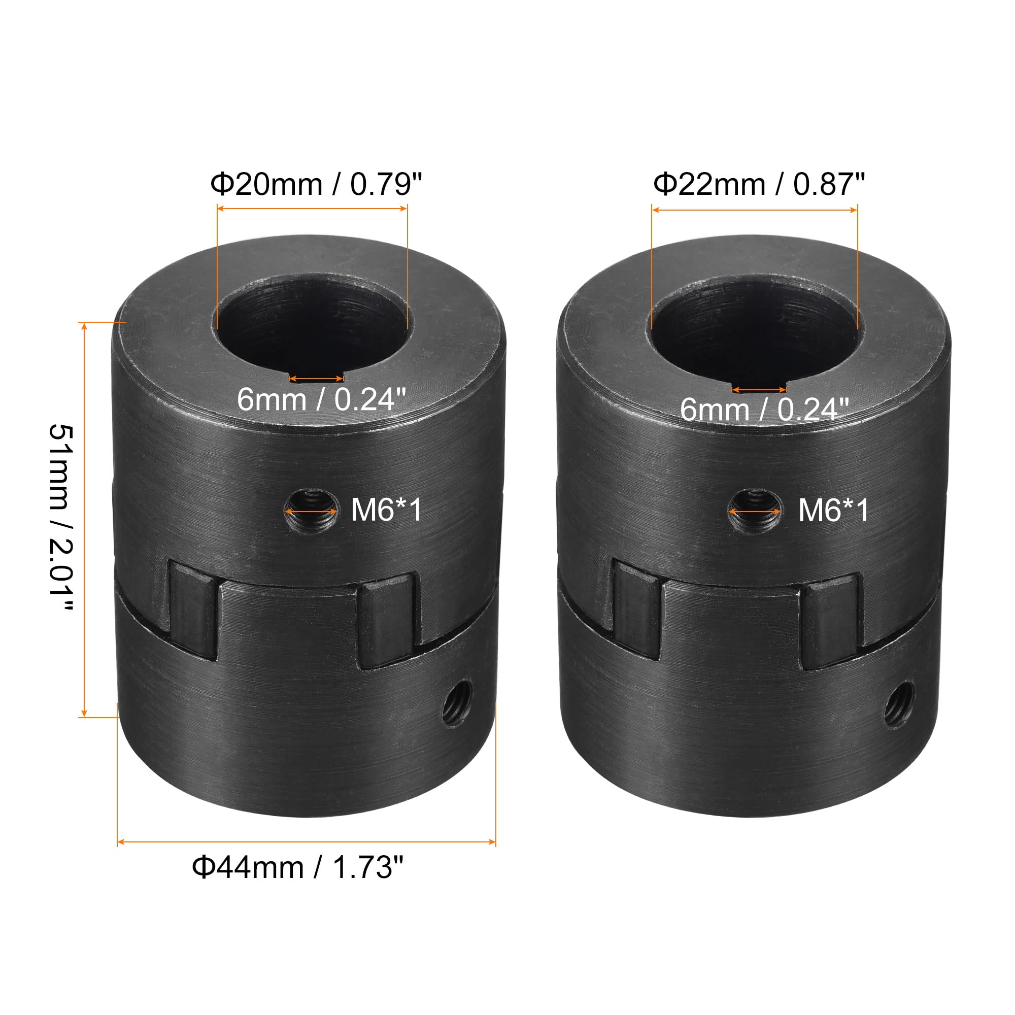 sourcing map Flexible Kupplungswelle 20 mm bis 22 mm Flexible Kupplung 51 mm L x 44 mm OD Motorkupplungsgelenk