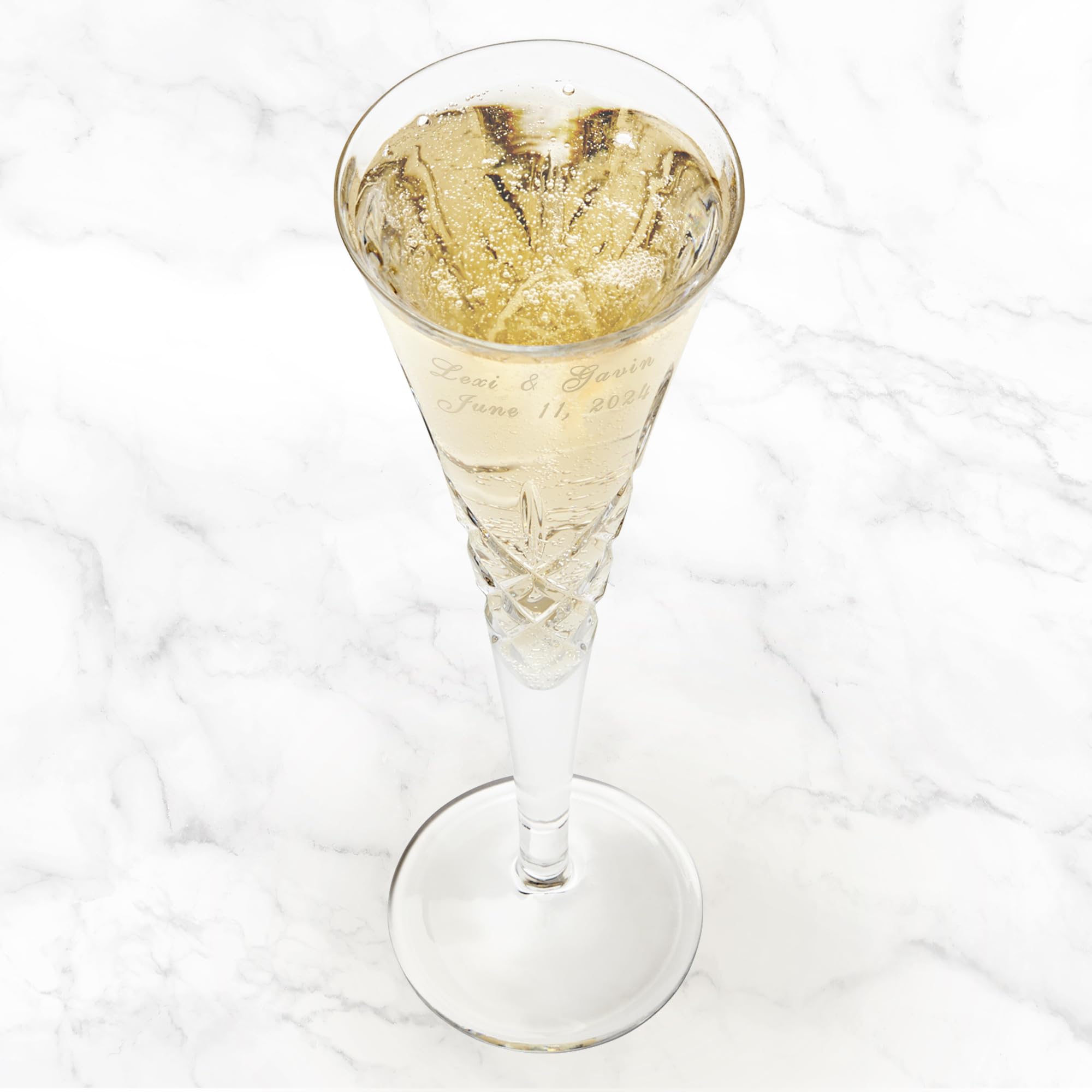 Let's Make Memories Personalized Toasting Flutes - European Fine Crystal - Wedding - Newlyweds - Bride & Groom - Champagne Toast - Anniversary Toast - Set of 2