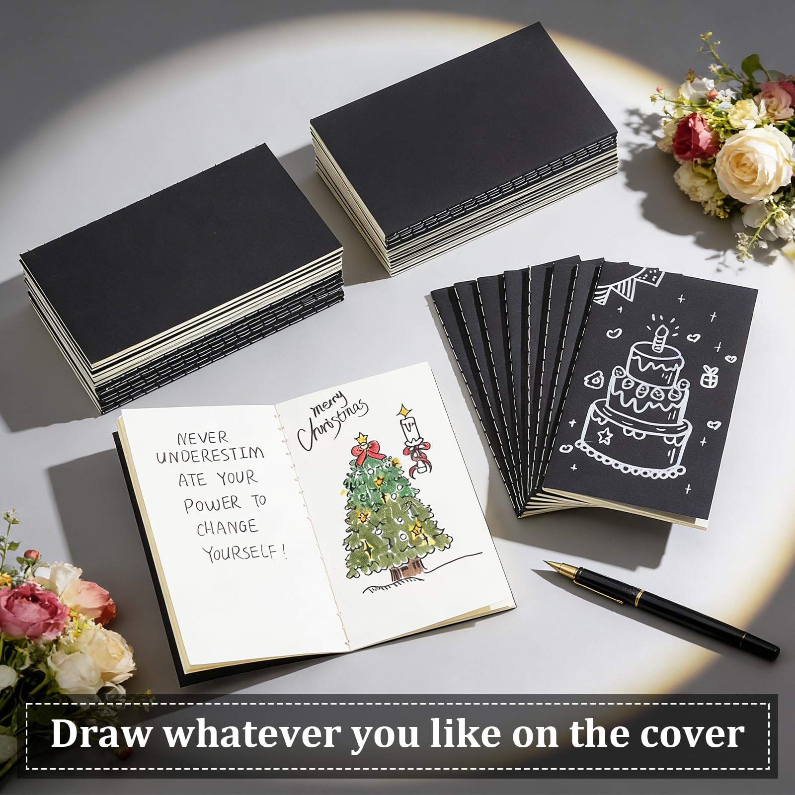 arricraft 50 Pcs Black Cover Mini Pocket Notebook, 5.55 x 3.17 Inch Paper Diary Journal Subject Pocket Notebooks for Teachers and Students Office - Image 4