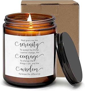Serenity Prayer Gifts God Grant Me The Serenity Candle Inspirational Religious Gift Sobriety Recovery Plaque Mental Health Gift for Mom Women Friends Colleague (God Grant Serenity)