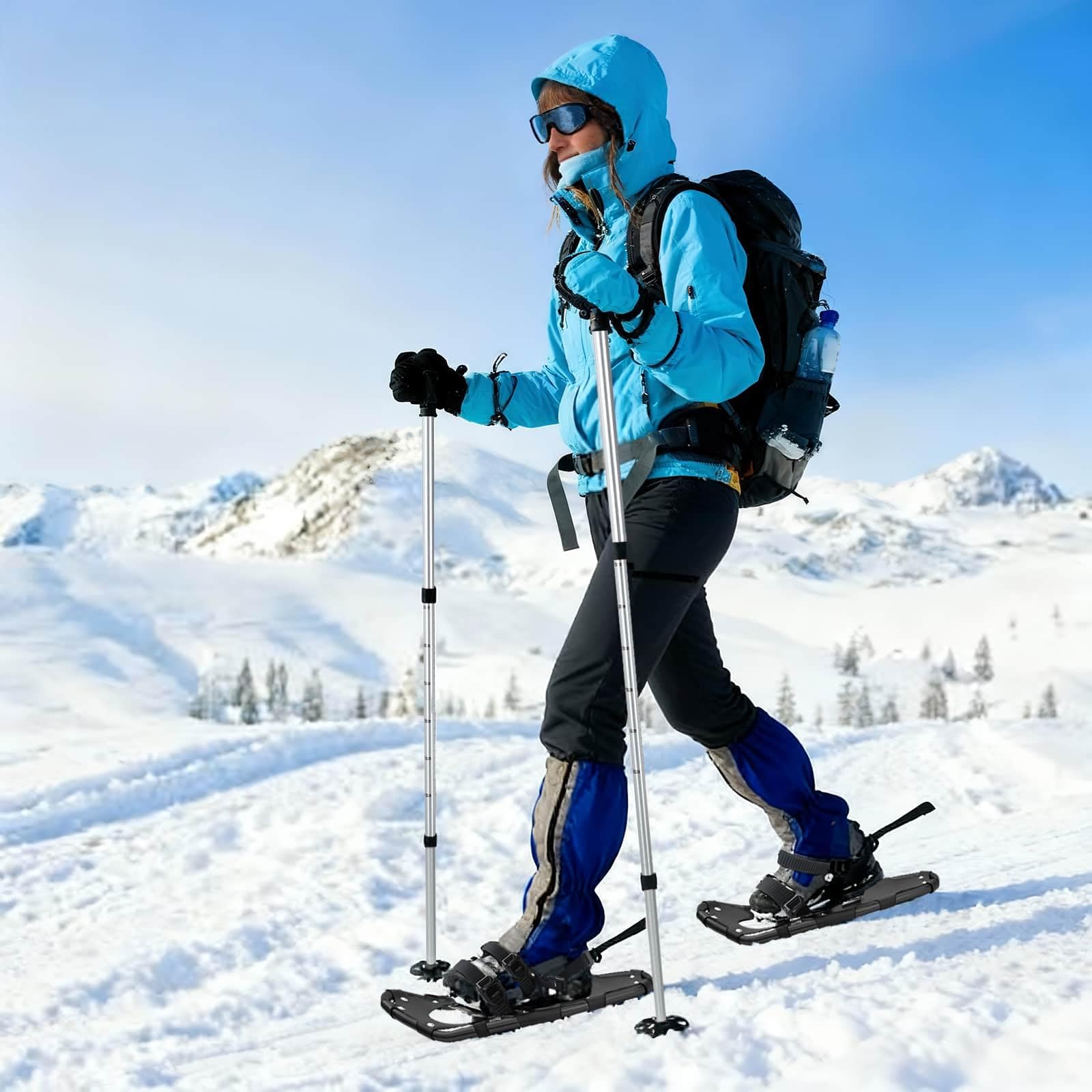 Genérico Raquetas de Nieve 3 en 1 Negro 21 Pulgadas Aluminio y HDPE,Deportes,Actividades al Aire Libre,Actividades y Deportes de Invierno,Caminar con Raquetas de Nieve,Raquetas de Nieve,42021420