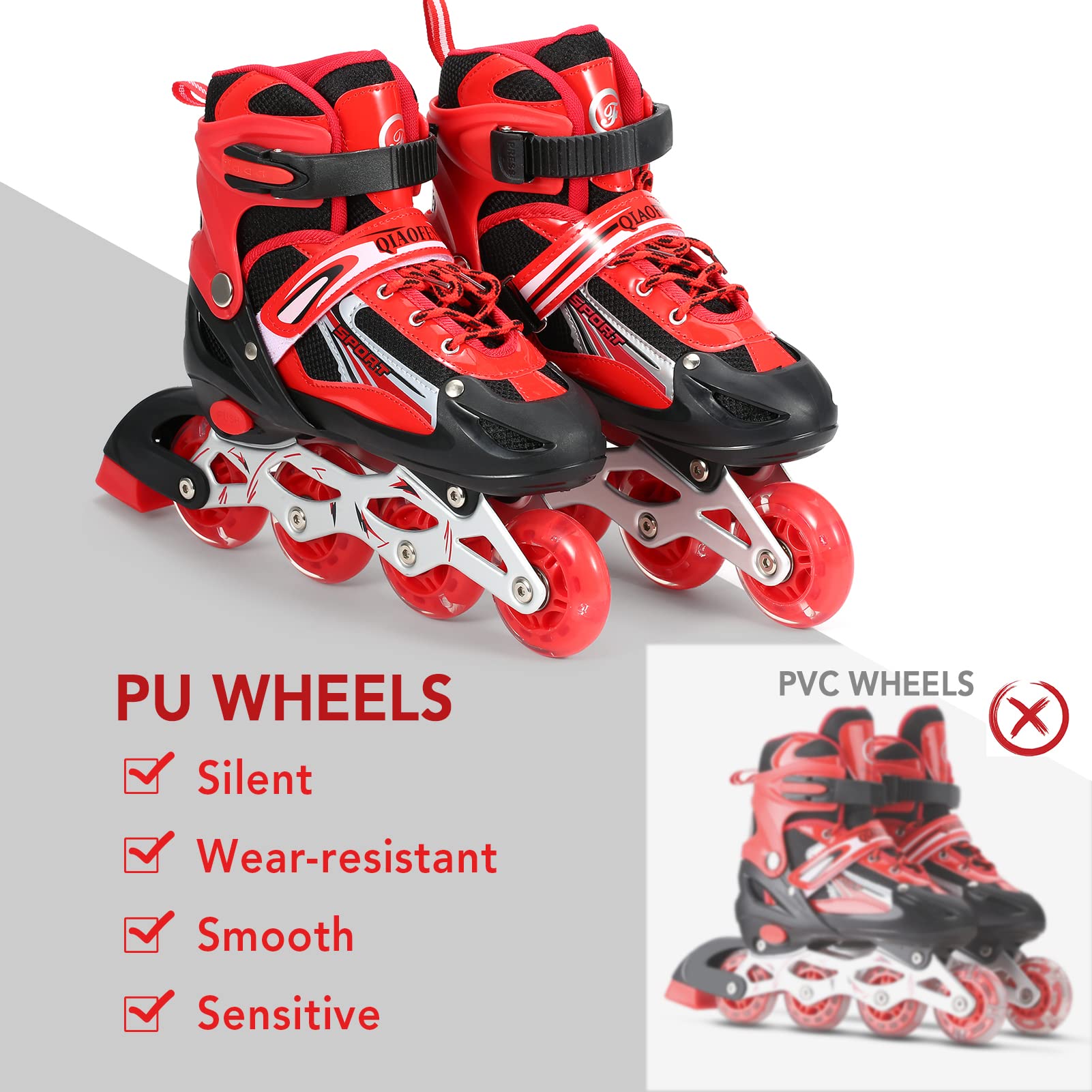Patins à Roues alignées éclairants réglables avec Roues Lumineuses pour et Adultes pour Filles et garçons, Hommes et Femmes