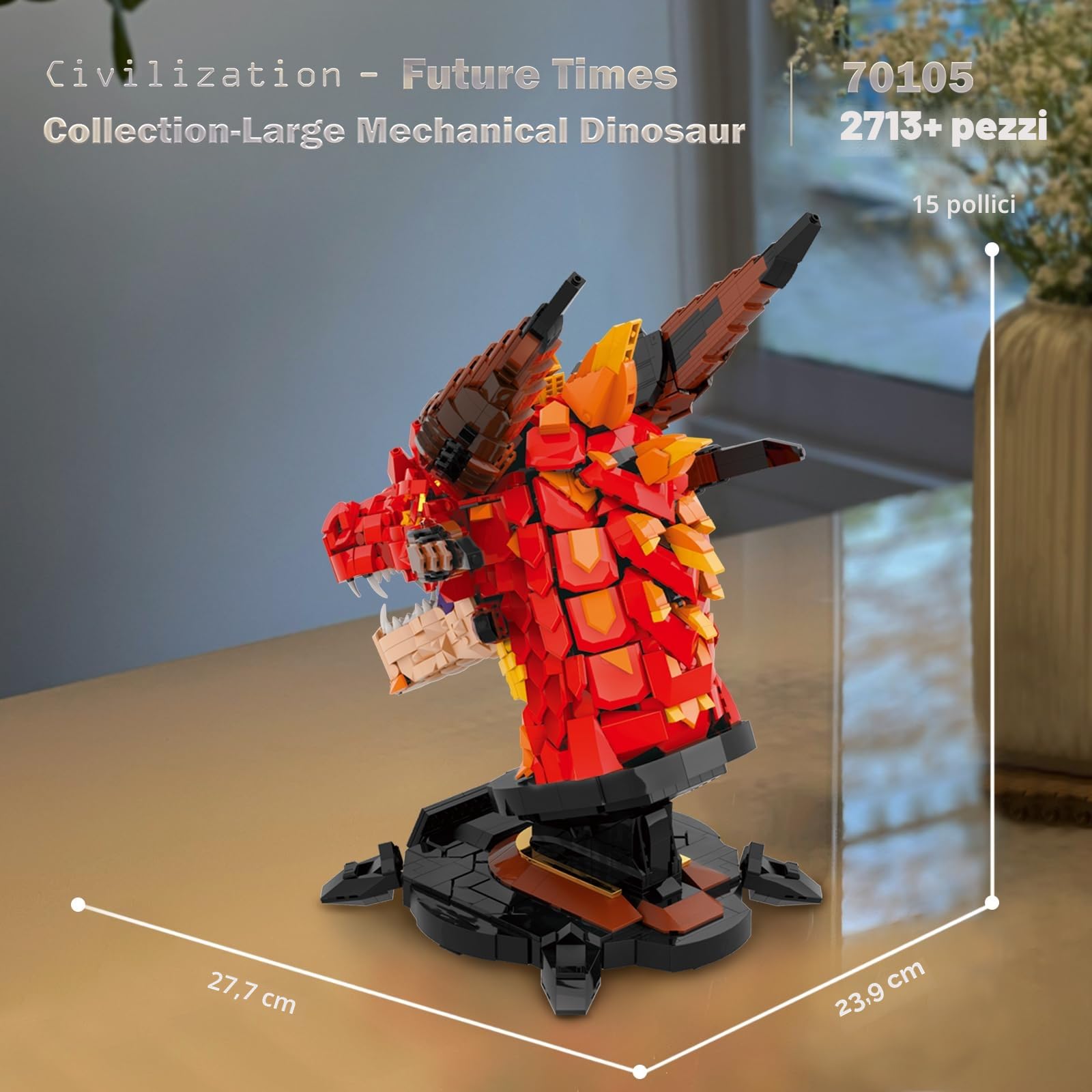 JMBricklayer Set di drago per adulti 70105, Dragon Blocchi di serraggio a forma di testa di drago kit set, Decorazione da artistiche per uffici e sale studio, Idea Regalo Creativa per Adulti