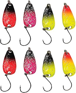 K5934DO6GB 8 Pezzi Cucchiani da Trota Esche Cucchiaino Colorato Cucchiaino da Pesca Esche per Trota Cucchiaini da Pesca con Gancio Singolo Cucchiaino da Pesca Esche per Trota Esche per Pesca