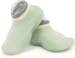 Sapatos de primeira caminhada para bebês meninas e meninos, antiderrapante, sola macia, meias infantis
