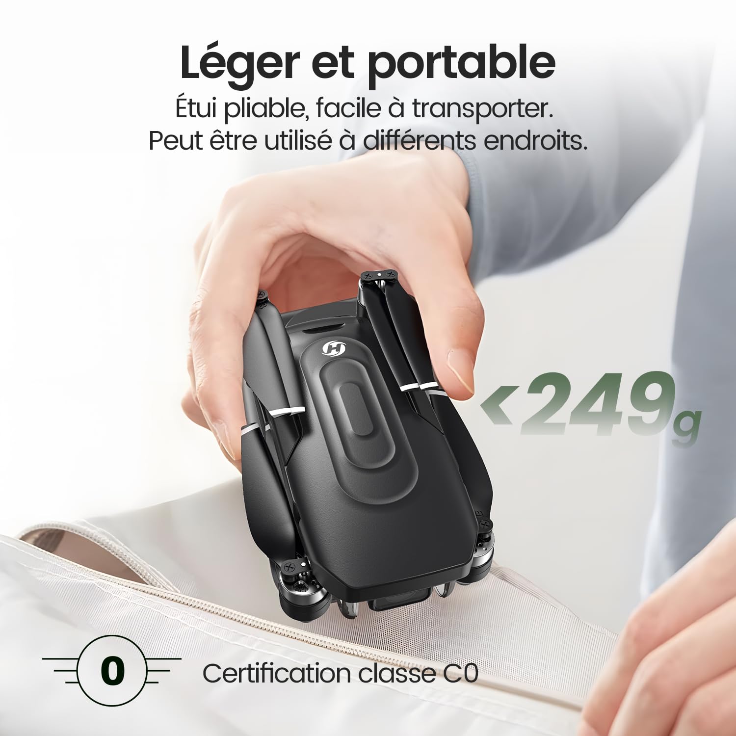 Holy Stone HS175G Drone GPS 8K EIS, Quadricoptère Pliable FPV pour Adultes Débutants, Moteur sans Balais, Suivez-Moi, Vol Circulaire, Maintien d'Altitude, Vol de 60 Minutes, Moins de 249g, C0