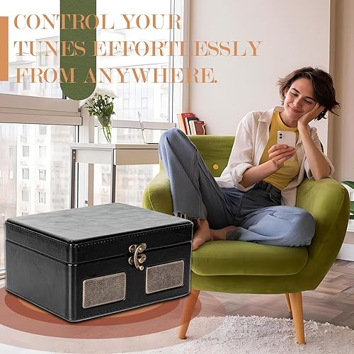 Miniatura 7 de RetroBeat Time Vintage - Caja de música portátil - CD con altavoces, transmisor Bluetooth, recargable, USBAUX, regalo multimodo (negro)