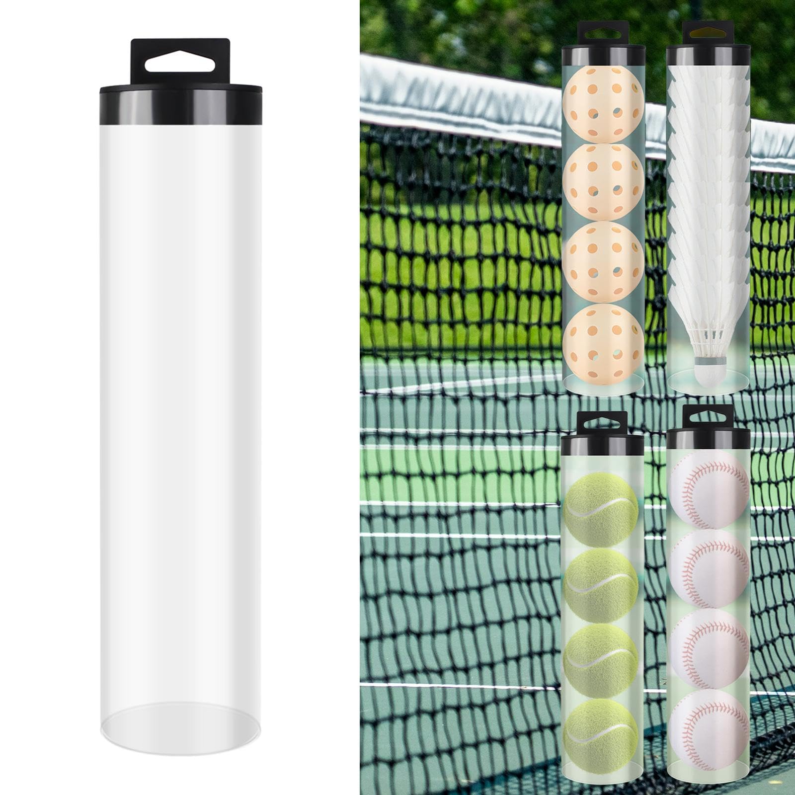 Vaveren Tennis Ball Holder Pickleball Ball Storage Container, Tennis Ball Organizer for Sports Outdoor Practice
