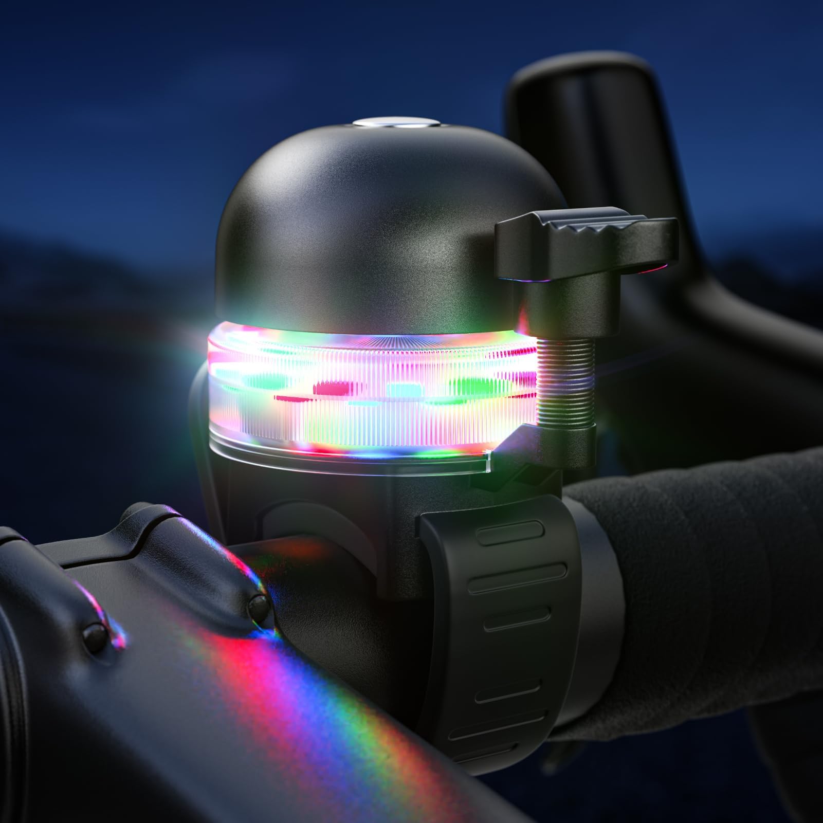 GlasFlength LED Timbre Bicicleta, 100 db Sonido Alto y Claro Timbre Bici Aleación de Aluminio Timbre Bicicleta para Niños Y Adultos Bicicletas Bicicletas Eléctricas Bicicletas de Montaña (Negro)