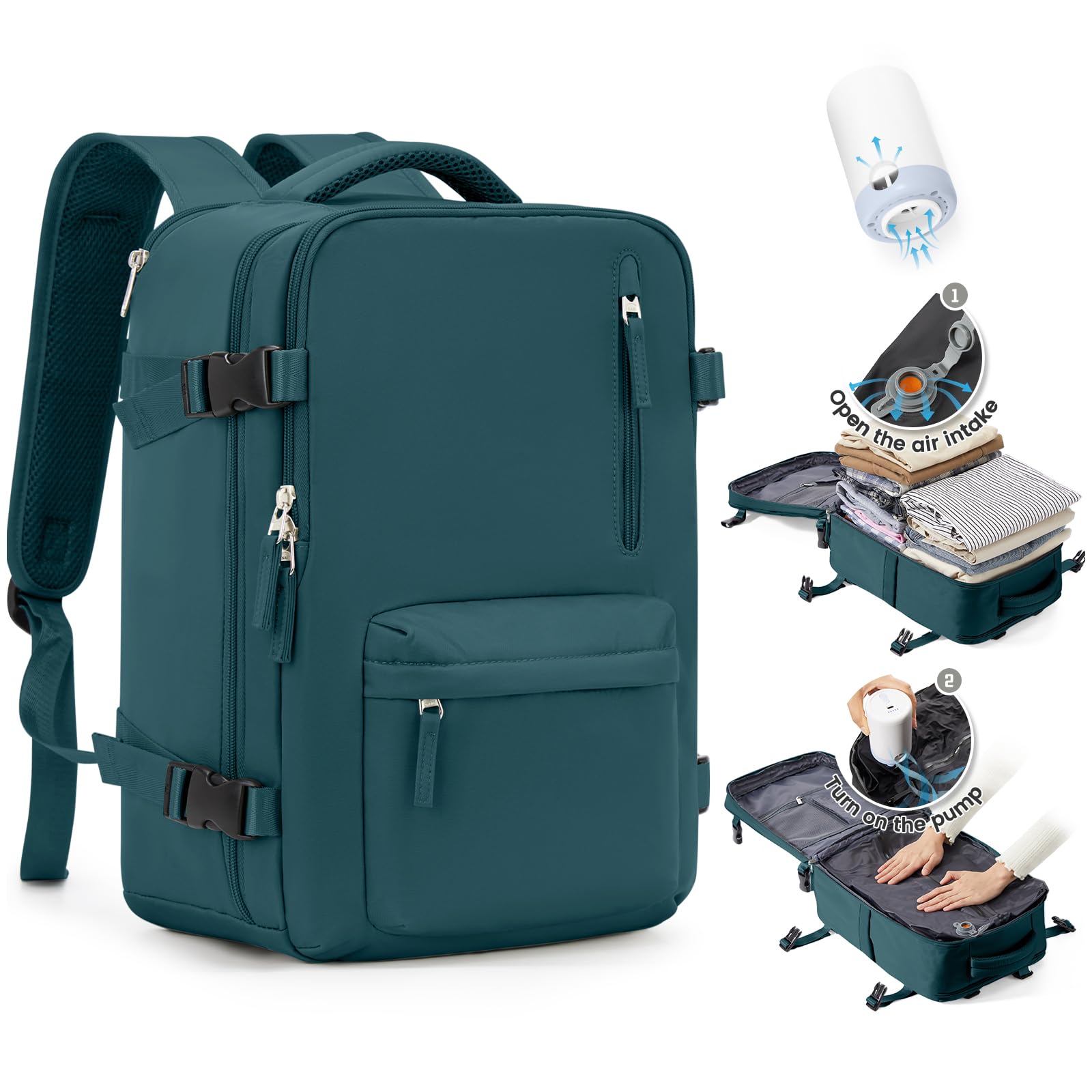 SZLX Zaino Ryanair 40x30x20 Sottovuoto con pompa Zaino Ryanair 40x20x25 Sottovuoto Bagaglio a Mano 40x30x20 Wizzair Zaino da Viaggio 45x36x20 Easyjet Donna Zaino Casual Laptop 14 Pollici Impermeabile