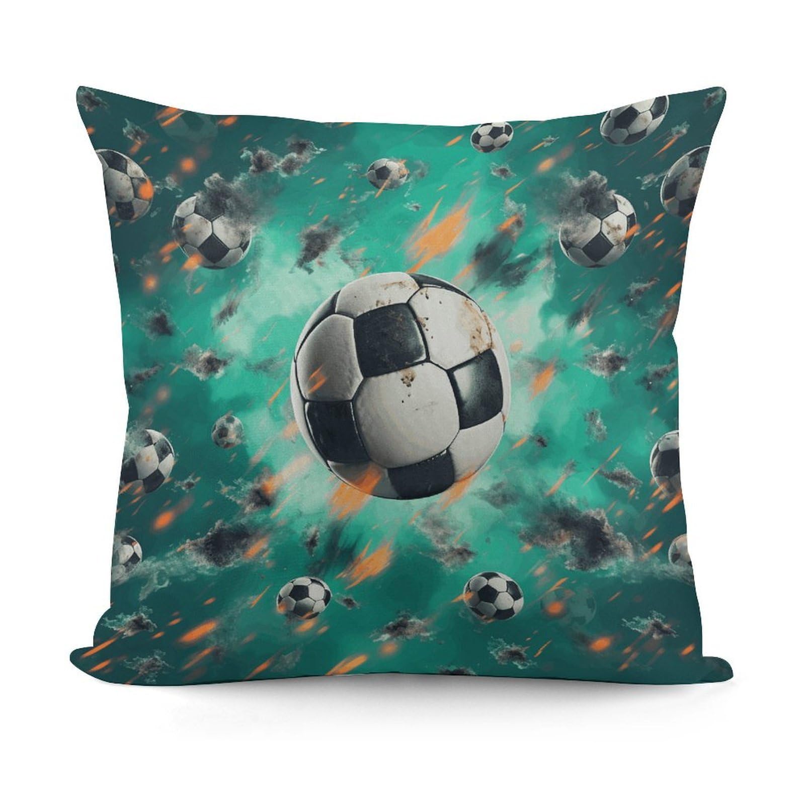 VstaDank Soccer Throw Pillow Cover Soft Square Cushion Cover Art Artwork Pillow Covers Mordern Couch Pillow Covers Decorative Cushion Case for Chair Couch Bedroom Living Room
