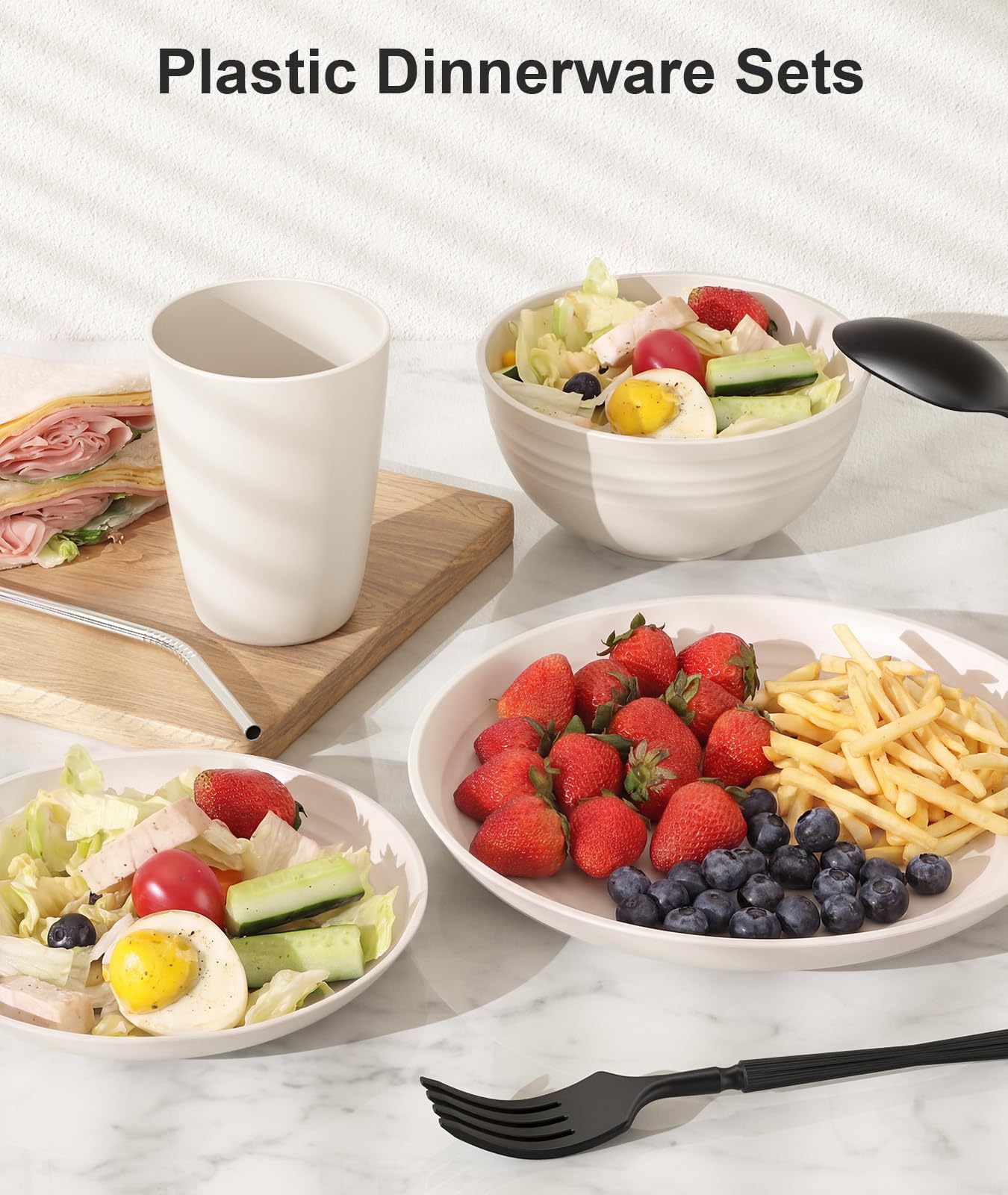 Quatish 48 Piece Dinnerware Set - Beige -2