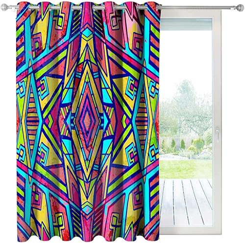 Cortinas abstractas con textura retro, cortinas opacas para decoración de interiores, 1 panel, 51 pulgadas de ancho x 63 pulgadas de alto