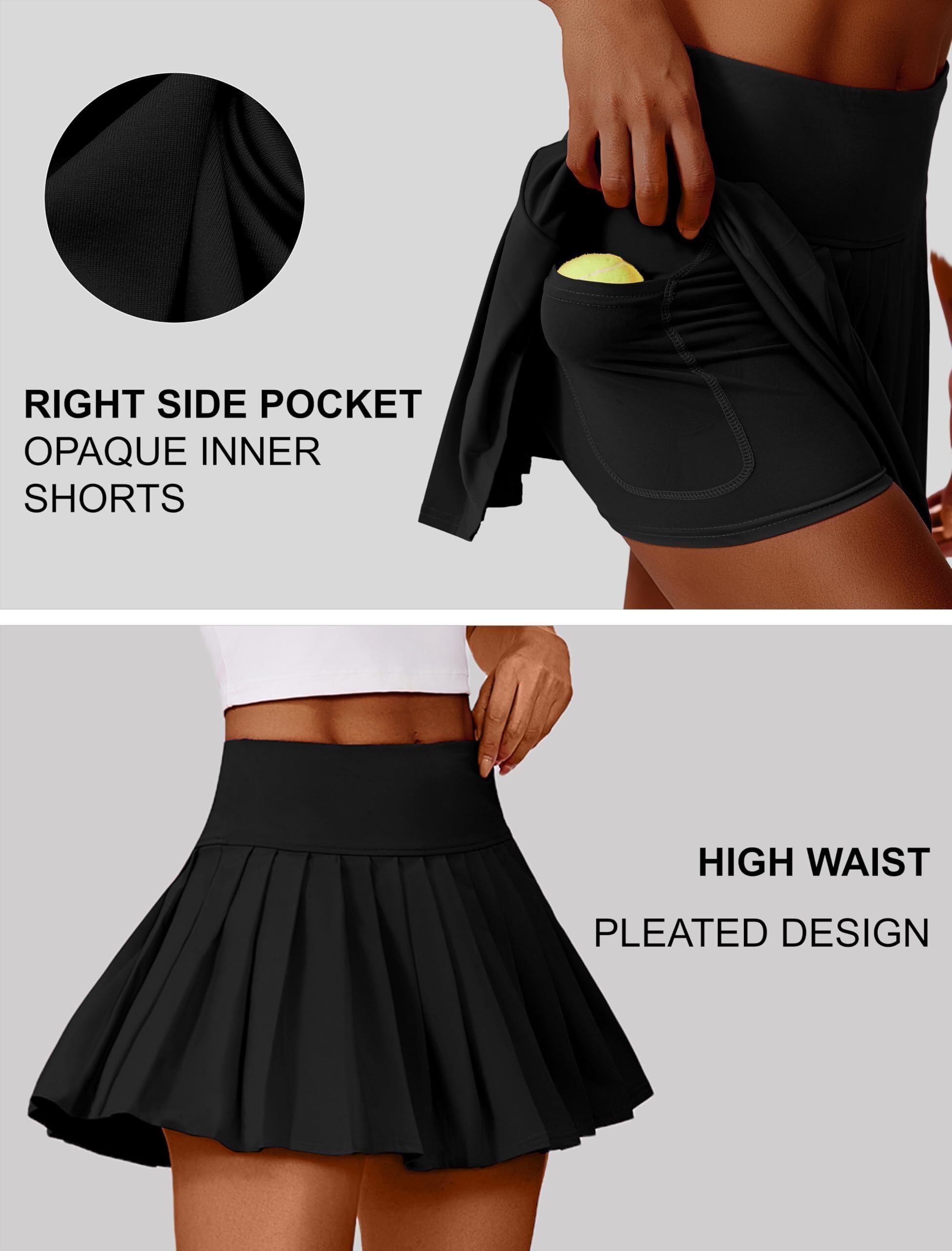 PINSPARK Falda De Tenis Plisada Mujer Cintura Alta Protección UV Minifalda Deportiva