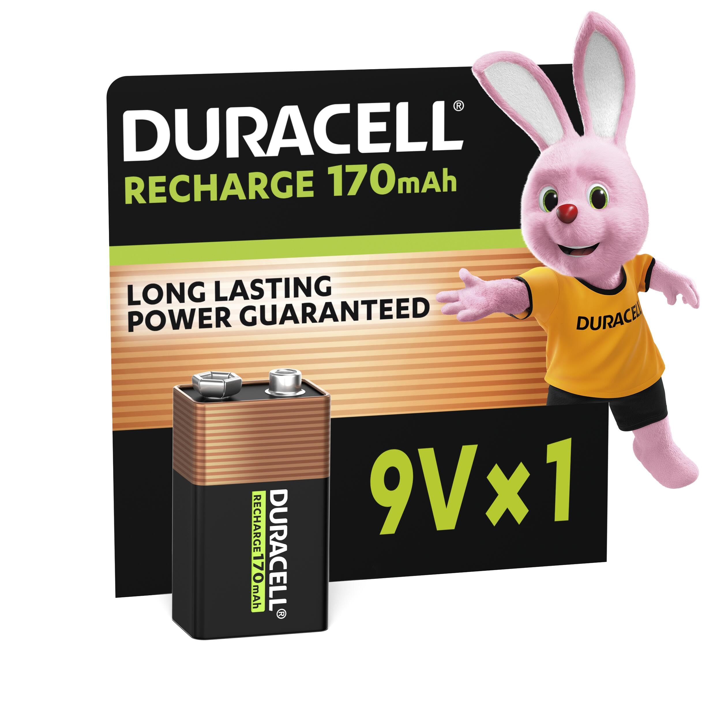 Duracell 9 V Rechargeable Batteries (Pack of 1), 9 V 170 mAH, Long Lasting Power