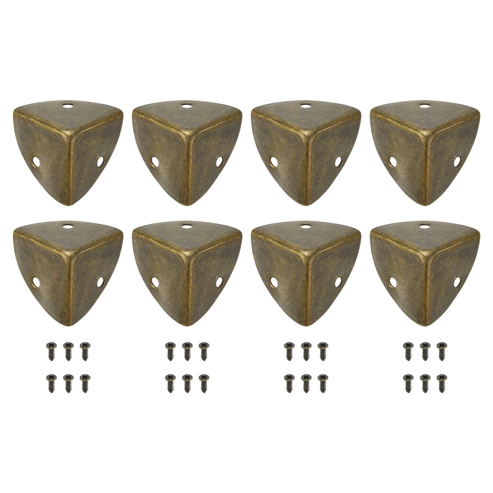 QUARKZMAN 8 Stück Vintage Metallecken, 26mm Dekorative Metallkantenschutz, Möbelkantenschutz mit Schrauben für Schmuckschatullen Holzkisten Möbel Box Bronze