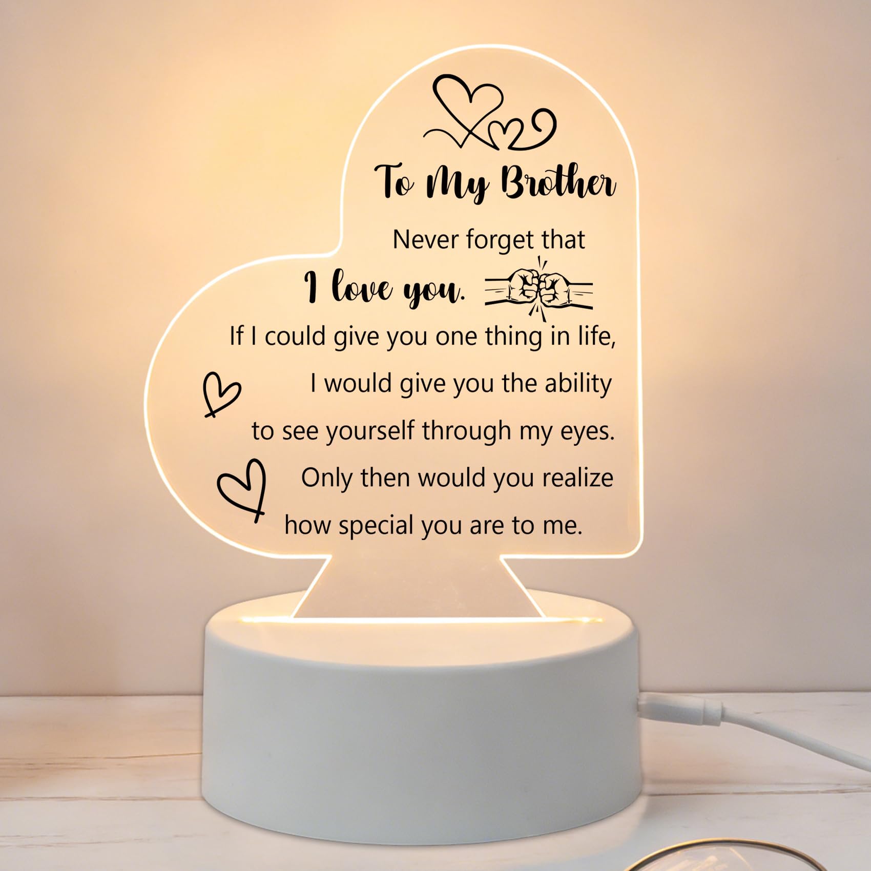 Karyllena Brother Gifts Birthday Gifts for Big Brother Acrylic Night Light Gifts for Brothers Adult from Sister Graduation Gifts for Little Brothers Present Ideas for Birthday Easter Christmas