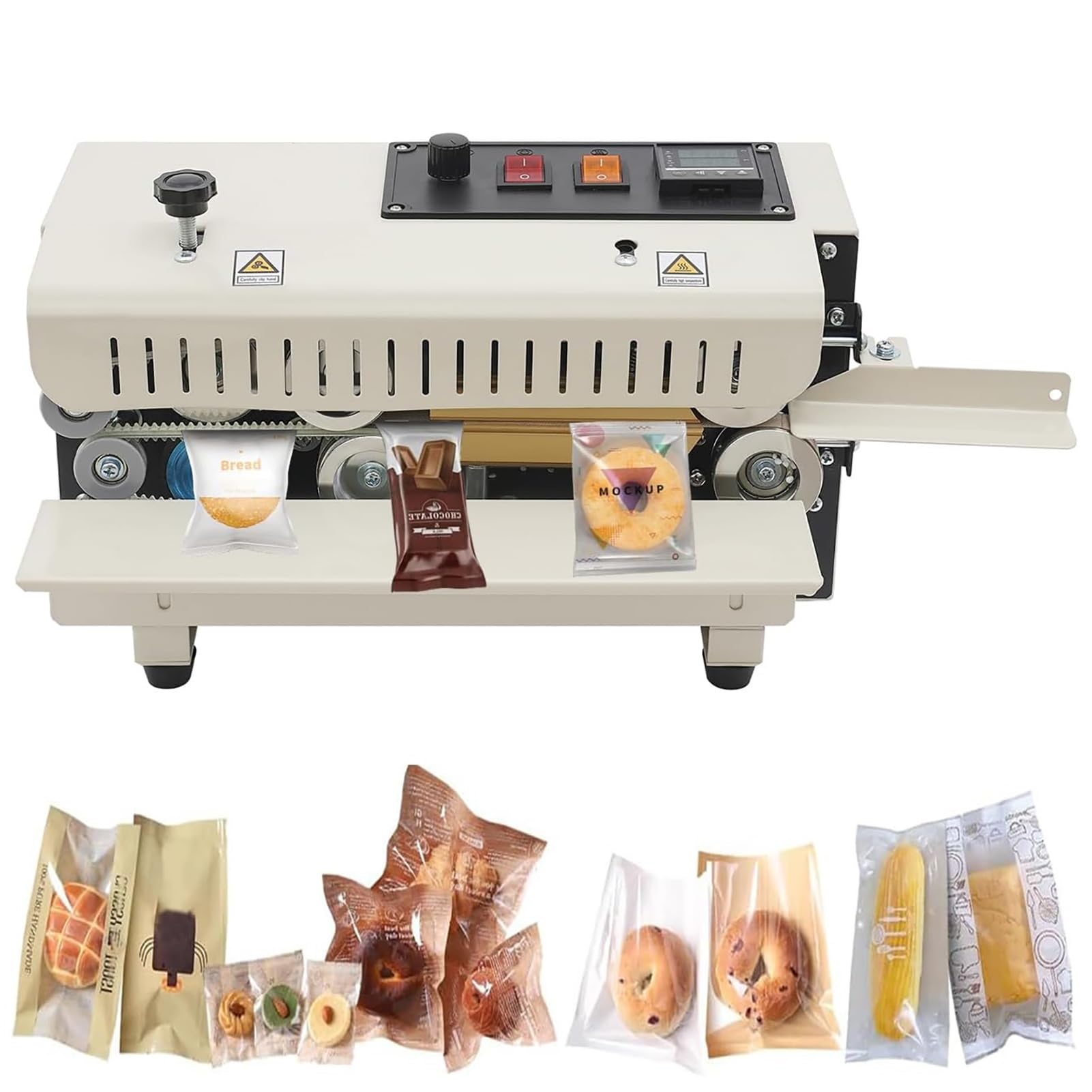Scelleuse Thermique Industrielle, 650 W, Scellage Automatique De Sacs avec Contrôle Numérique De La Température, 0-12 M/Min pour Sacs en Plastique Et en Aluminium