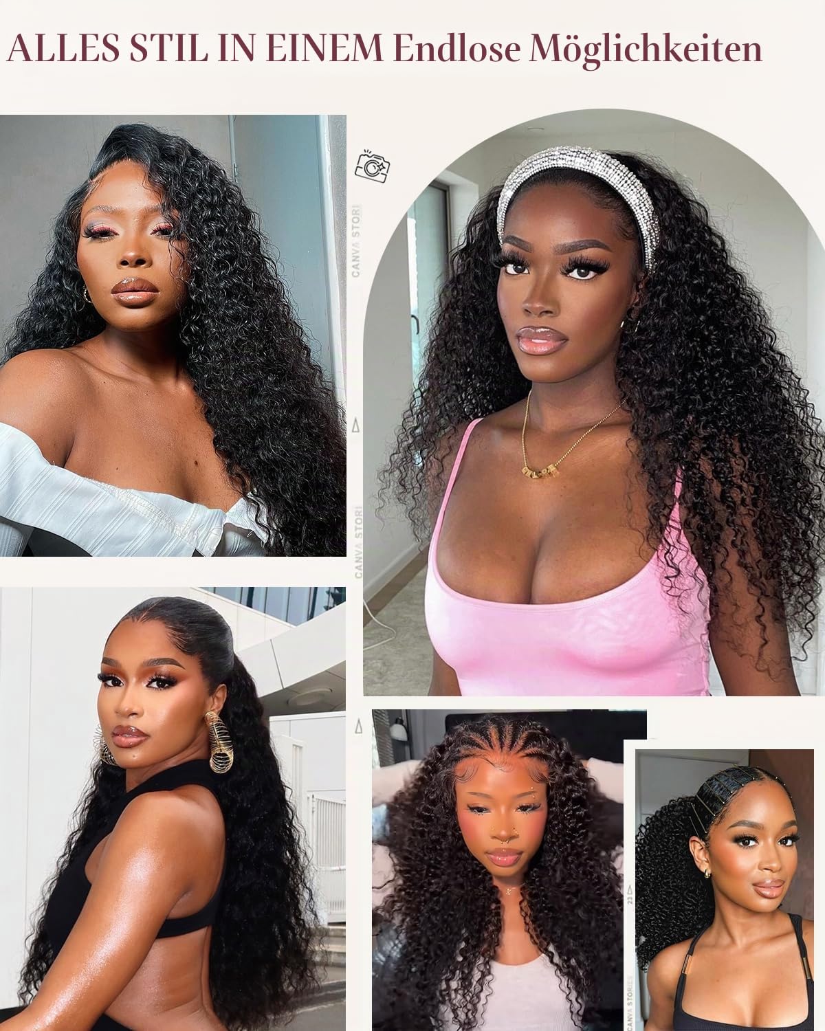Tunfine Curly Half Wig Echthaar perücke 200 Dichte Water Wave 3 in 1 Seamless Flip Over Wigs Perücke Damen Glueless Human Hair with Drawstring Headband Wig for Women 14 Zoll 35cm
