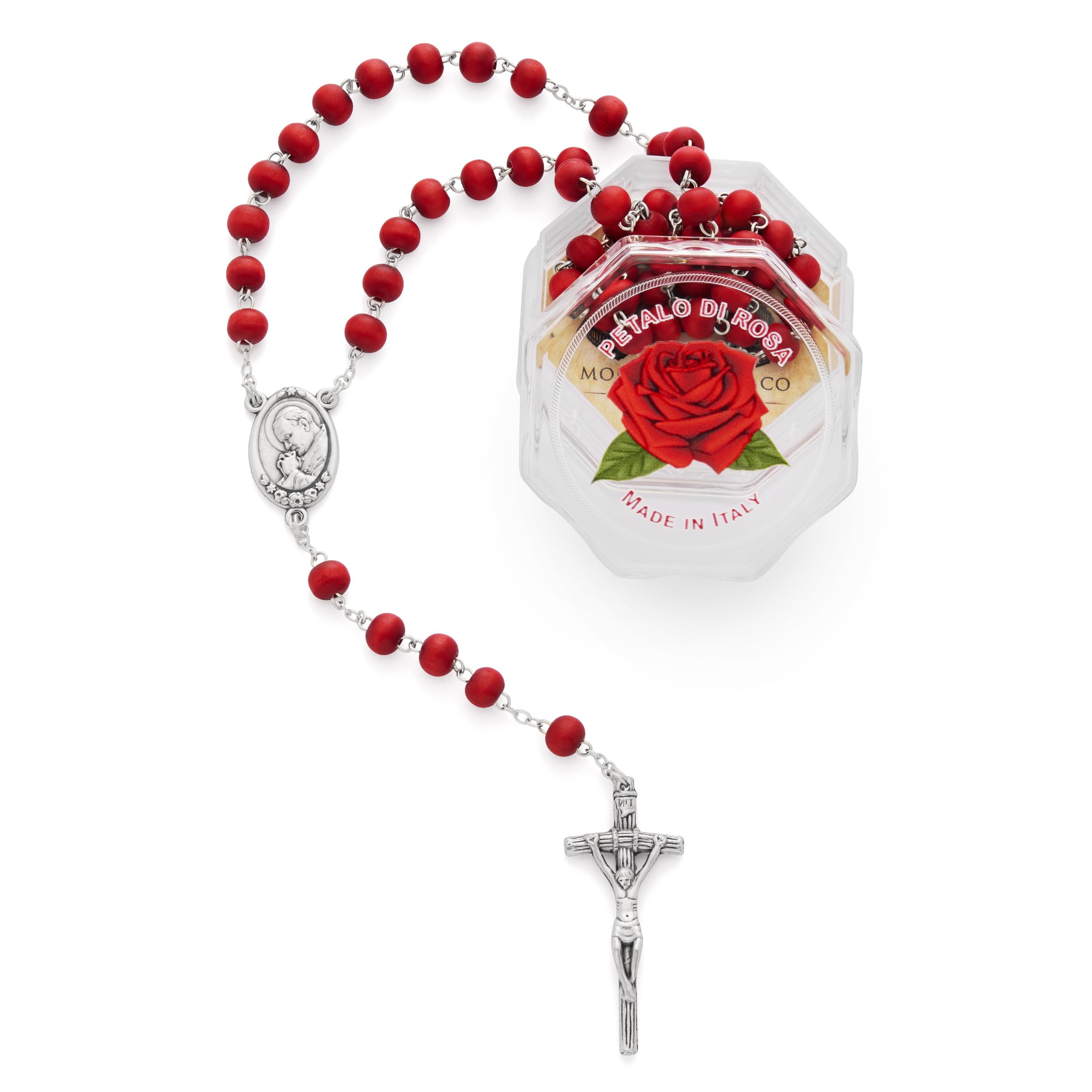 Mondo Cattolico Rosary Beads catholic for Women and Men from Vatican, Five-Decade Rosary in Pope John Paul II Rose Petals - Perfect Catholic gifts