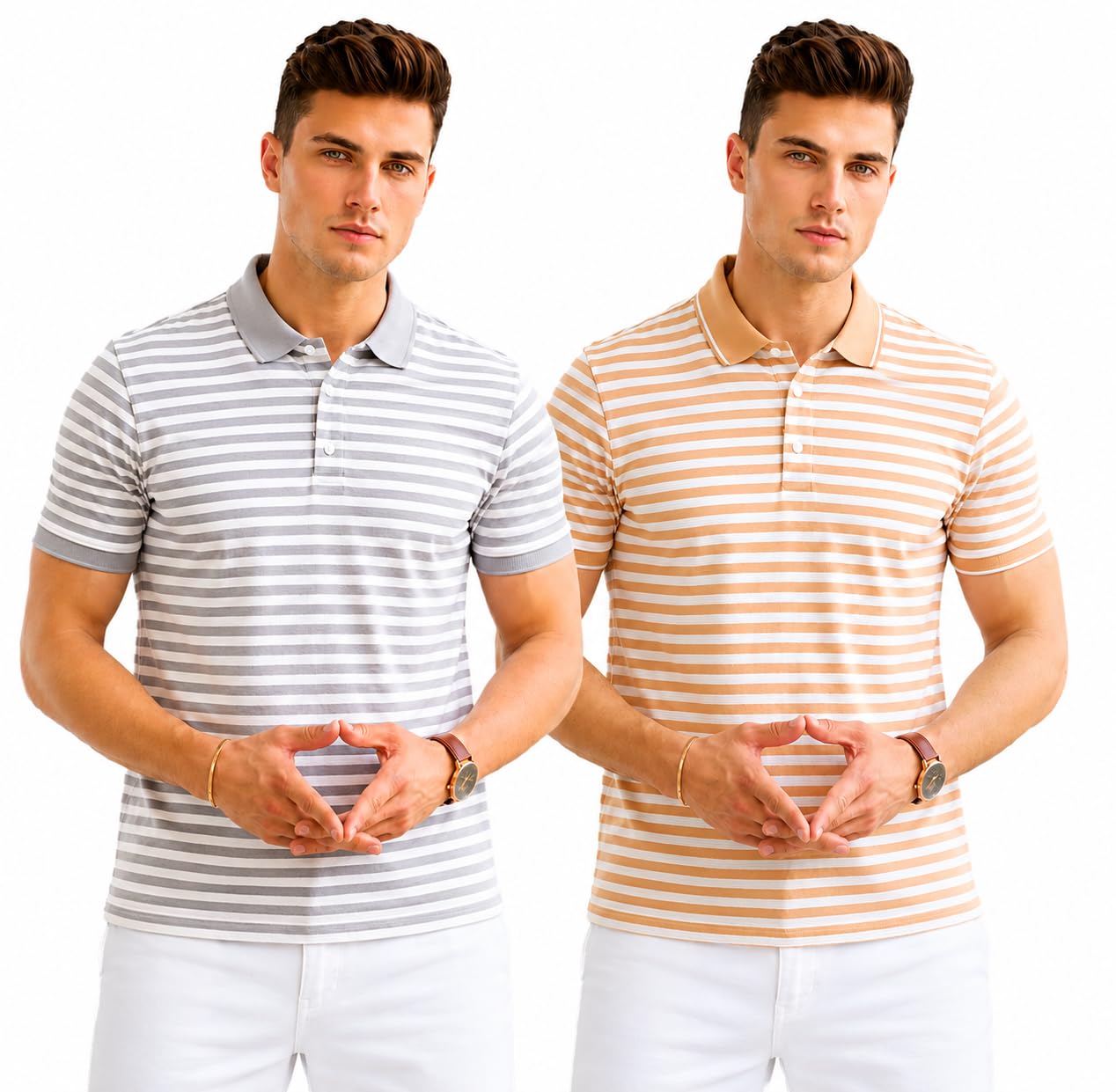 Men’s Cotton Polo T-Shirt Pack of 2 | Multicolour Casual & Trendy T-Shirts | Soft & Comfortable Regular Fit-PO2-1094-image-38