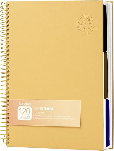 Miniatura 1 de Yoment Cuaderno de espiral de 8.5 x 11 pulgadas, cuaderno de espiral de tapa dura, regla universitaria, cuaderno de espiral grande de 3 materias