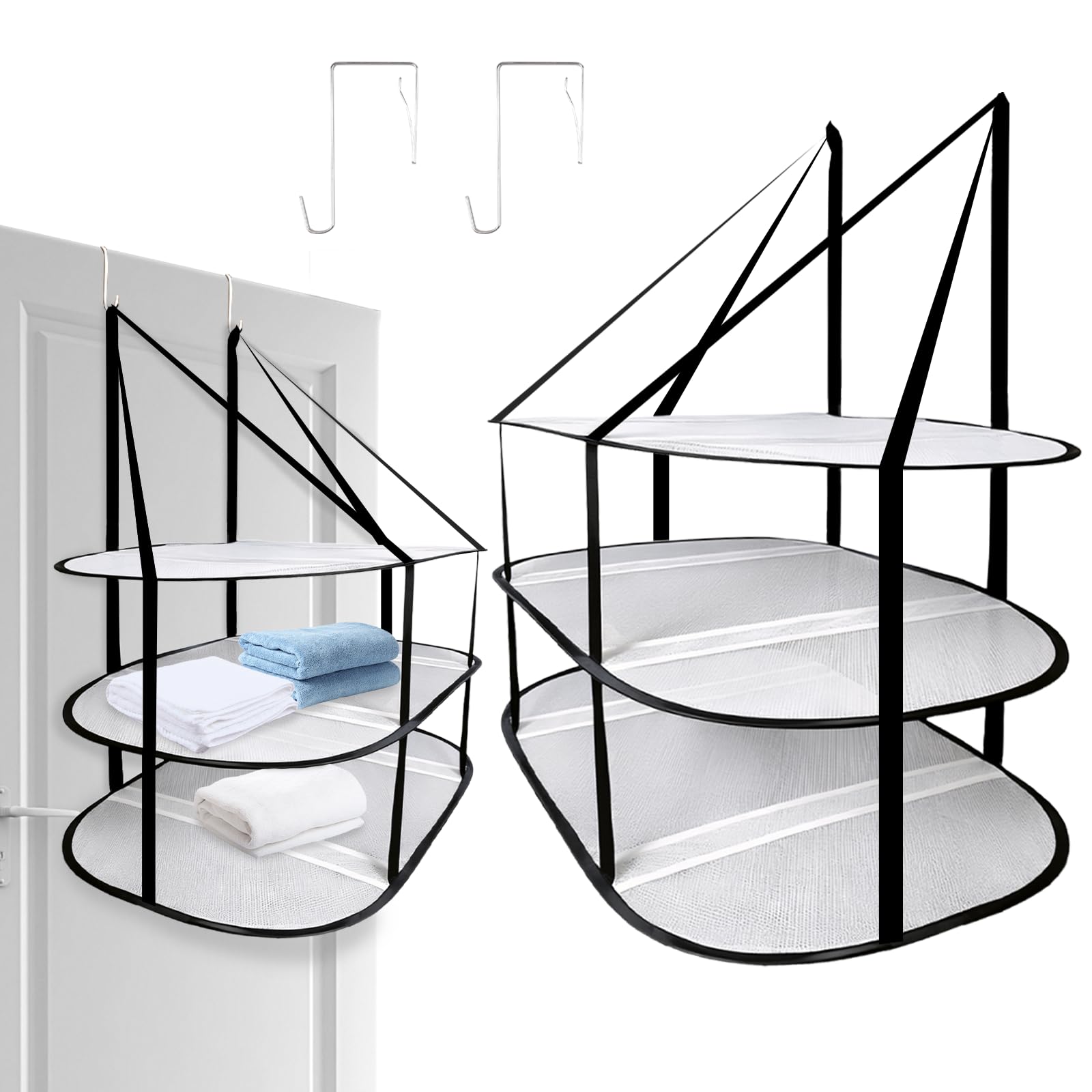 3-Tier Sweater Dryer Lying Behind the Door Hanging, Portable Foldable, Sweater Drying Rack Textile Net for Sweater Delicate Wash and Swimsuit