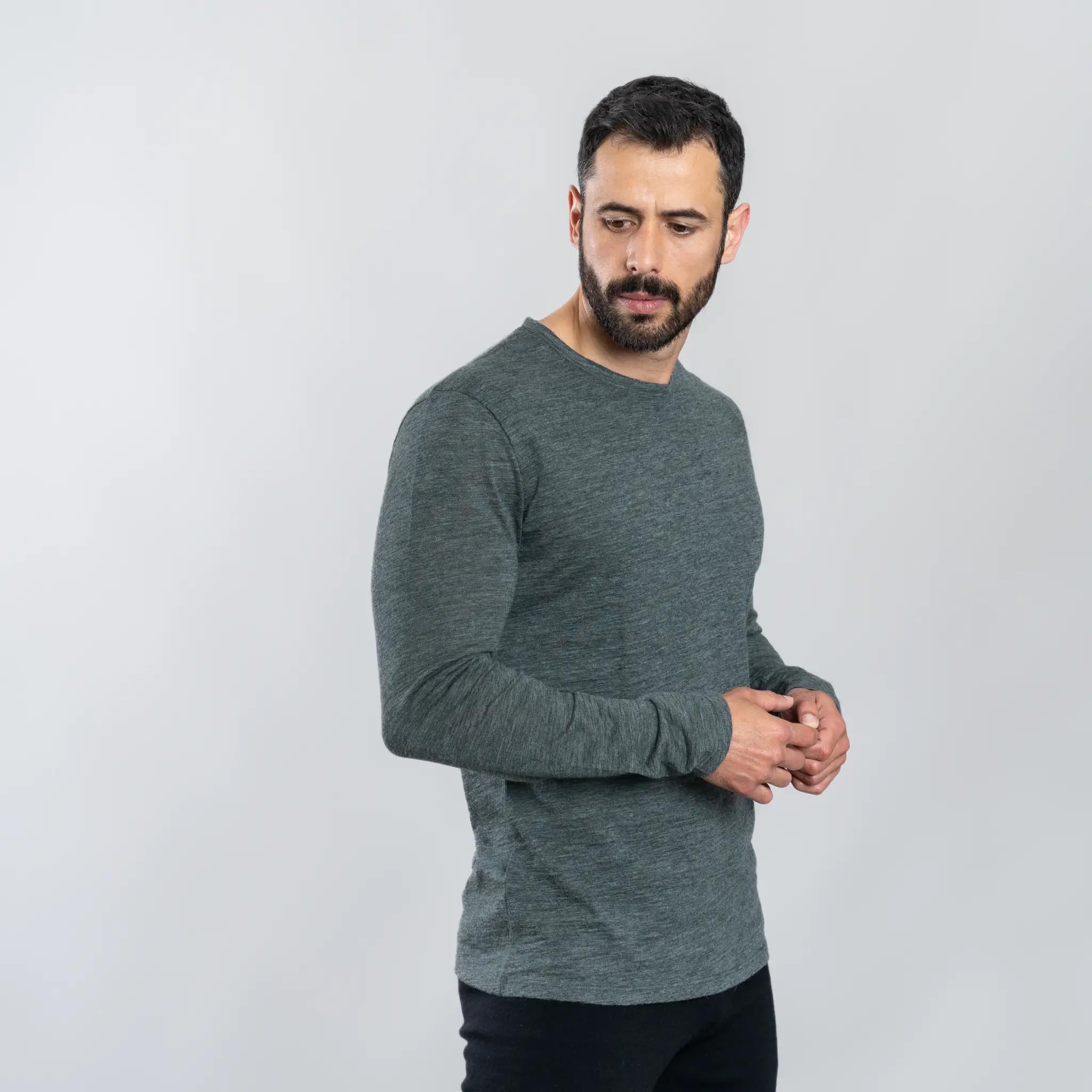 Arms of Andes Men's Alpaca Wool Long Sleeve Base Layer: 160 Ultralight