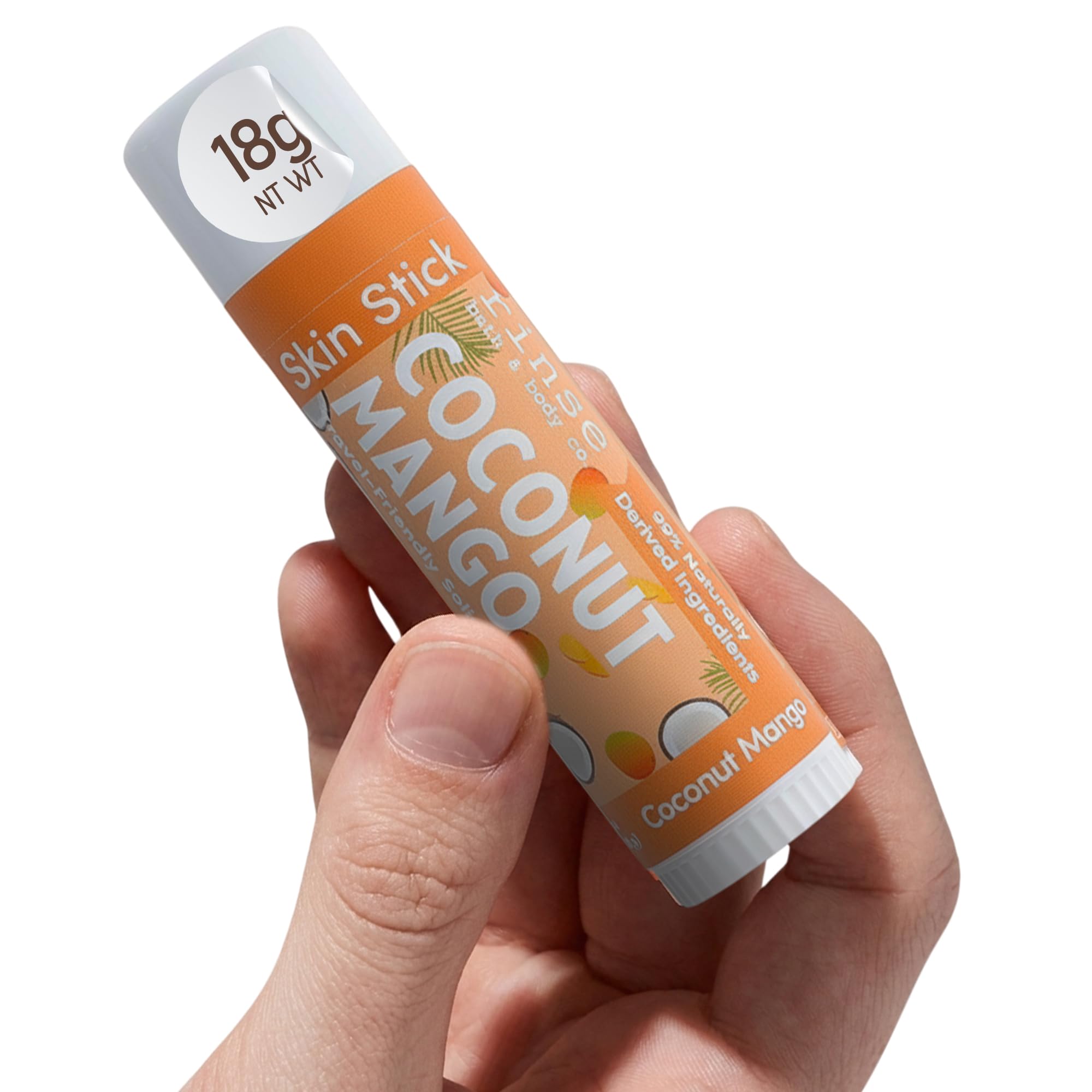 Rinse Bath & Body Coconut & Mango Solid Lotion Stick - Natural Lotion Bar w/Shea and Cocoa Butter | Deep Moisturizing No Mess Travel Lotion w/Beeswax,