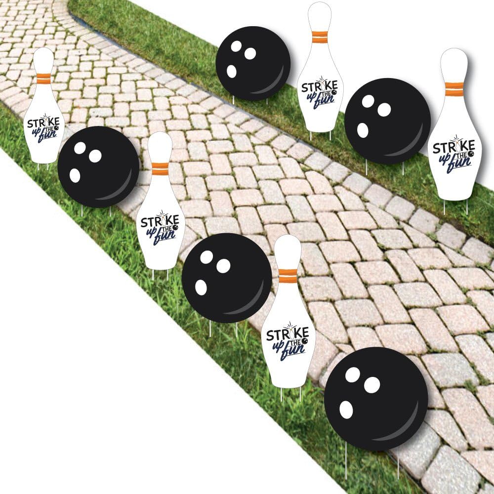 Amazon Com Big Dot Of Happiness Strike Up The Fun Bowling Bowling Pins And Ball Lawn Decorations Outdoor Birthday Party Or Baby Shower Yard Decorations 10 Piece Toys Games