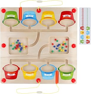 Magnetic Color Maze Toy, Magnetic Colour and Number Maze, Magnetic Colour Sorting Toys for Toddlers, Wood Magnet Puzzles Board, Travel Toys for 3 4 5 Year Old Boys Girls