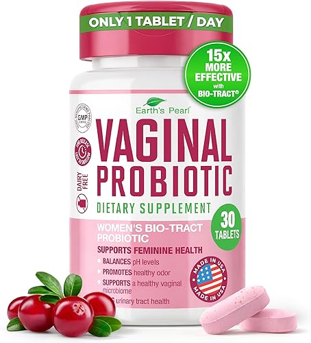 Earth's Pearl Probióticos vaginales para mujeres, 15 veces más efectivos con BIO-Tract®, 3 mil millones de UFC, mezcla de probióticos y prebióticos,